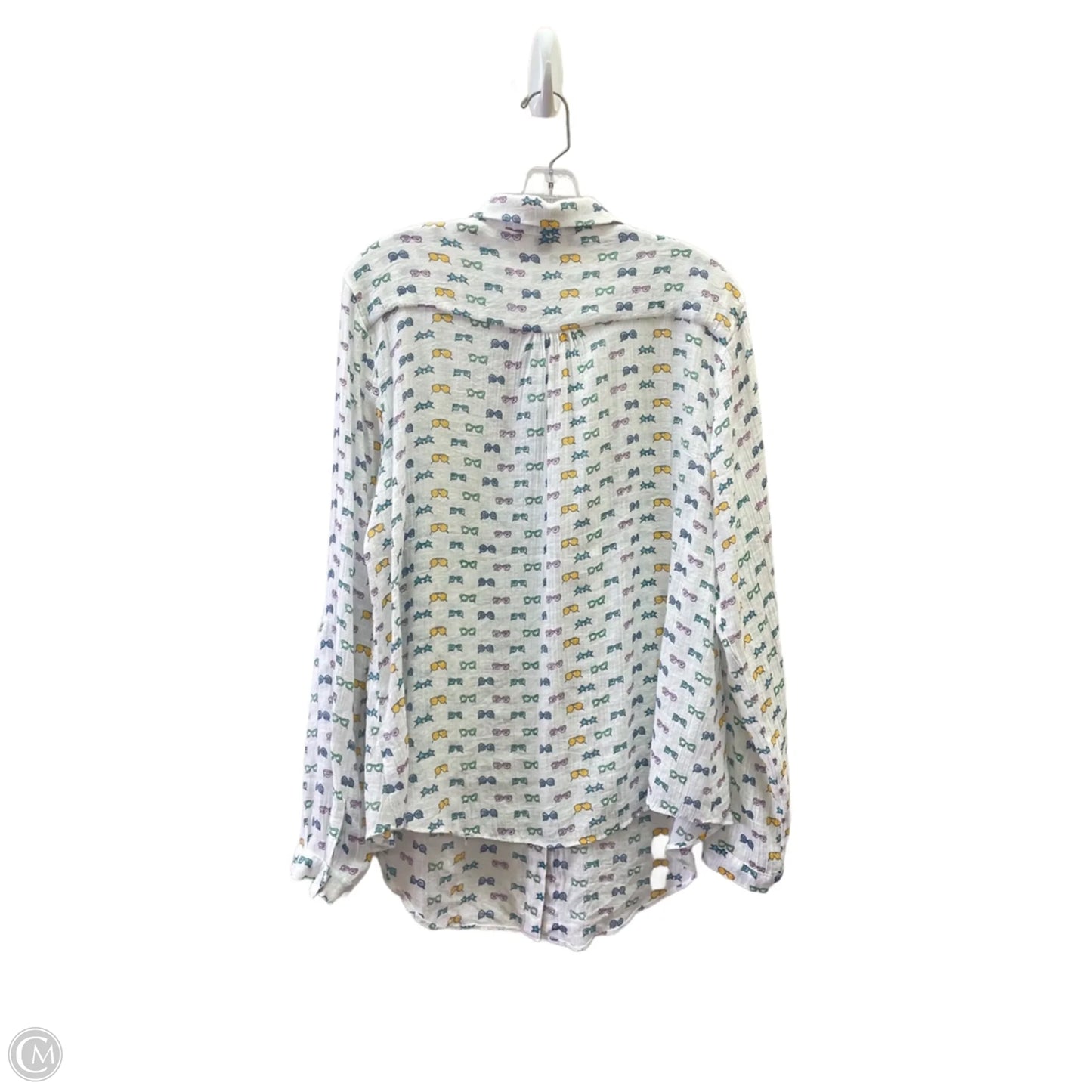 Top Long Sleeve By Zac And Rachel In White & Yellow, Size: Xl