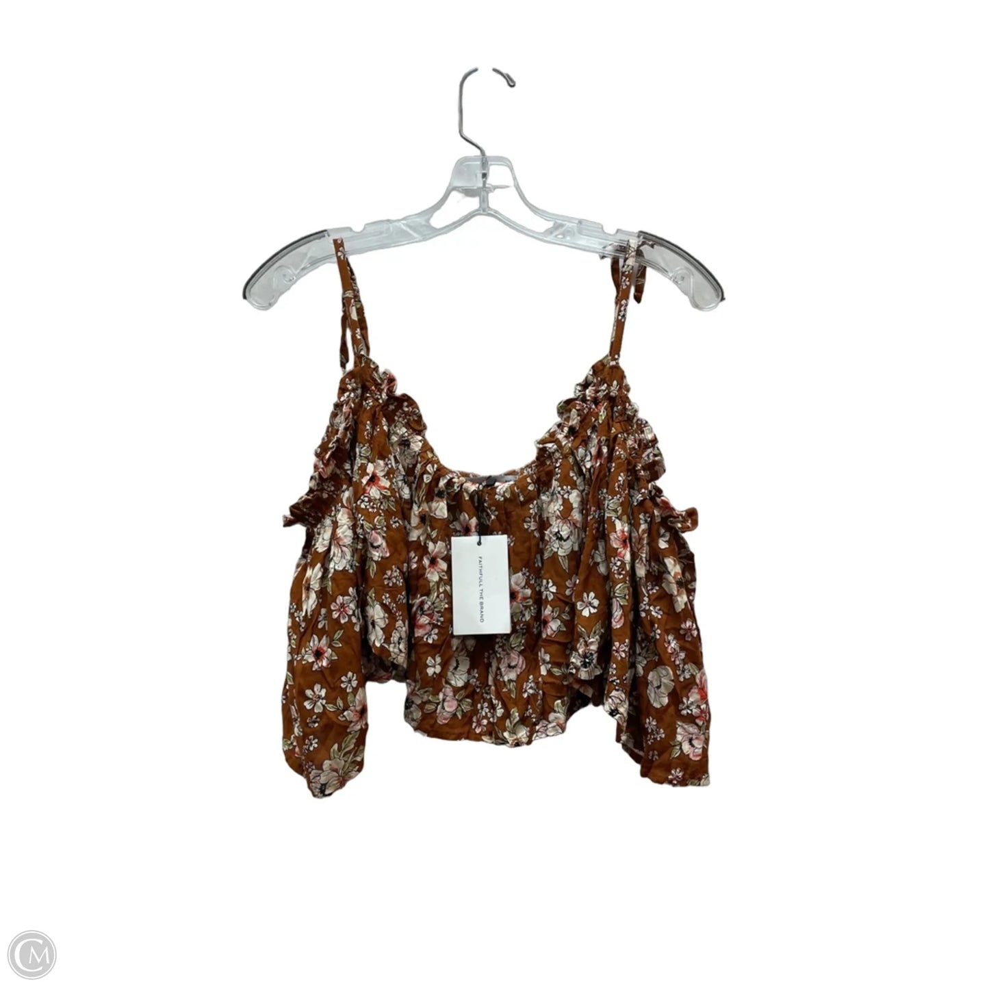 Top Sleeveless By Faithfull The Brand In Brown & Yellow, Size: S