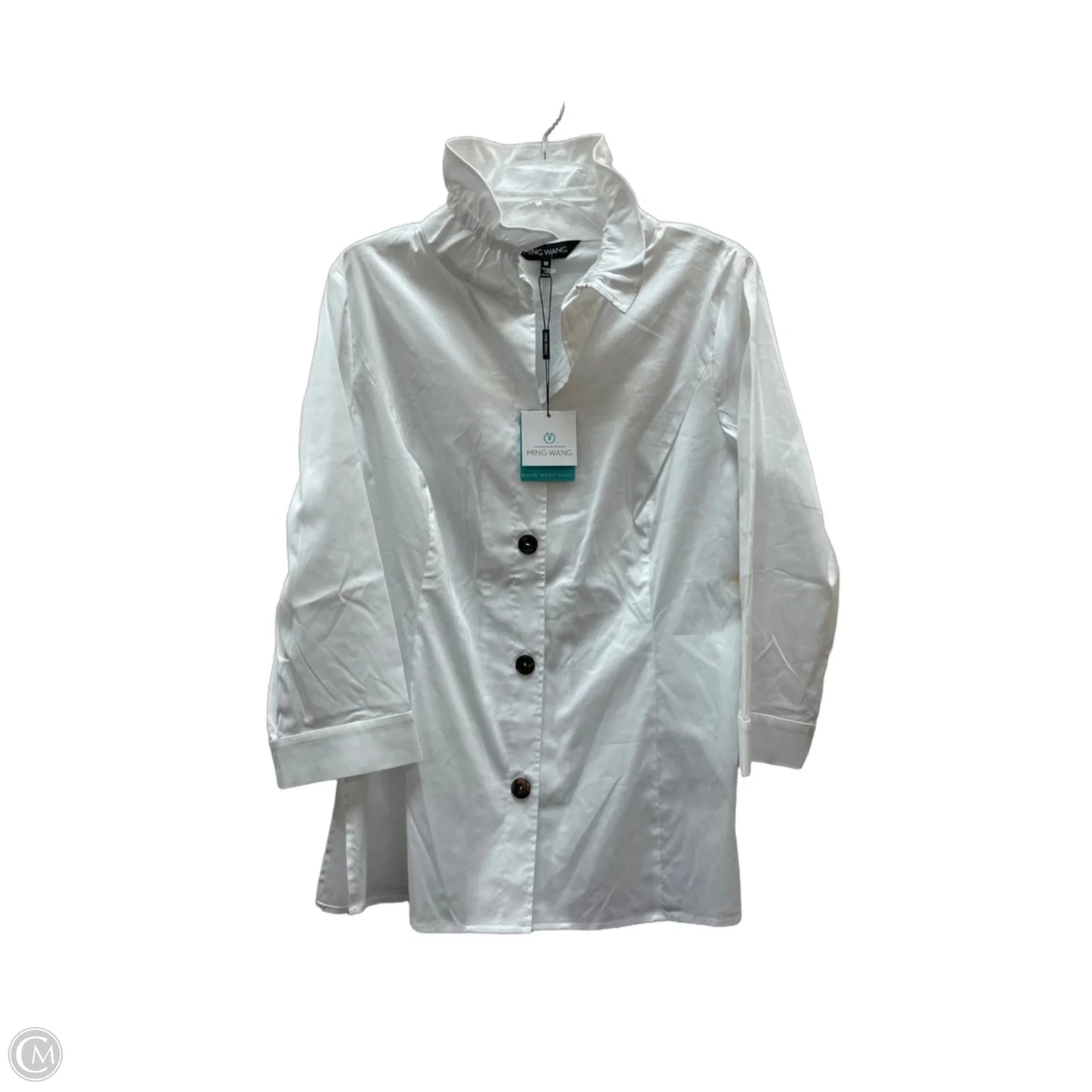 Top Long Sleeve Basic By Ming Wang In White, Size: M