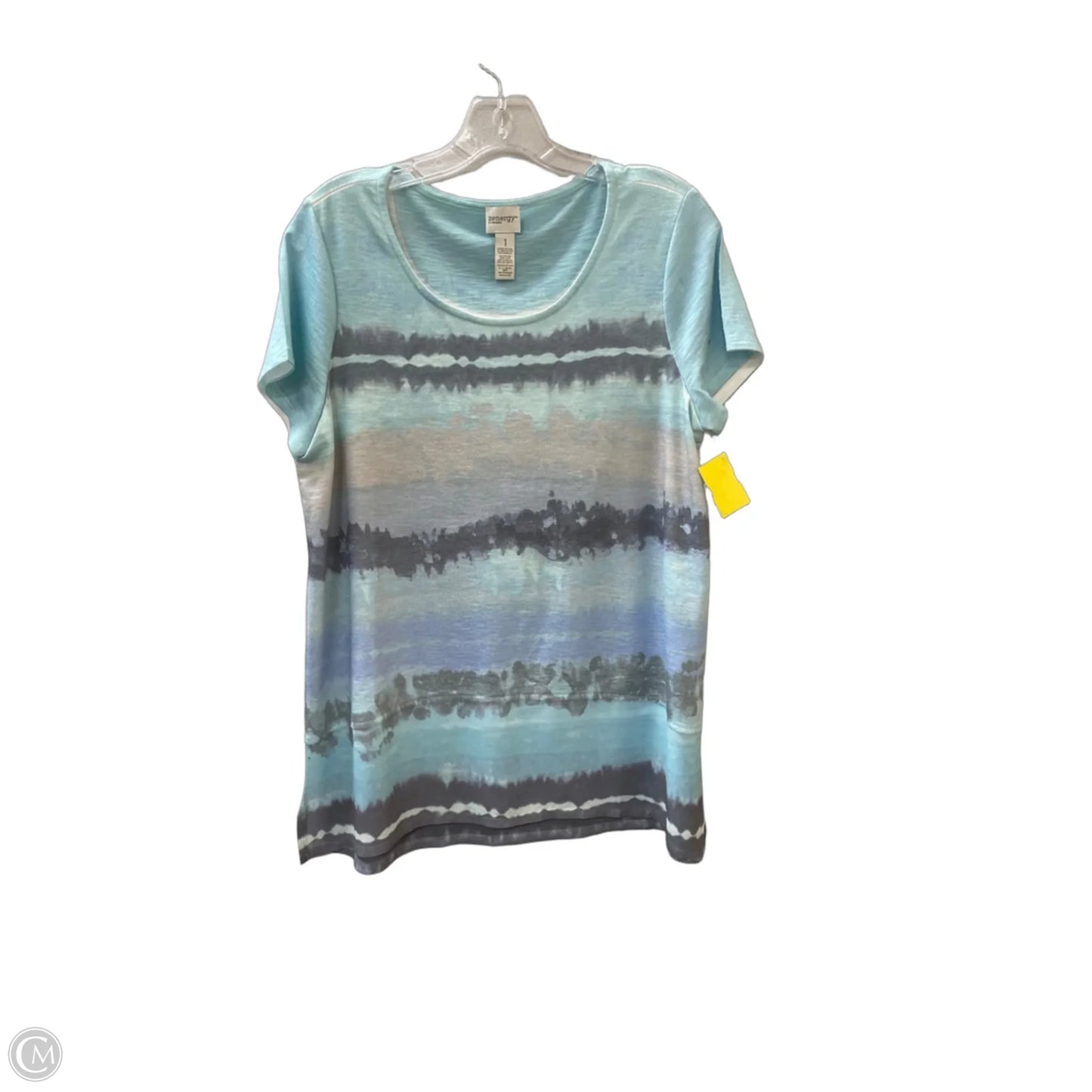 Top Short Sleeve Basic By Zenergy By Chicos In Aqua, Size: M