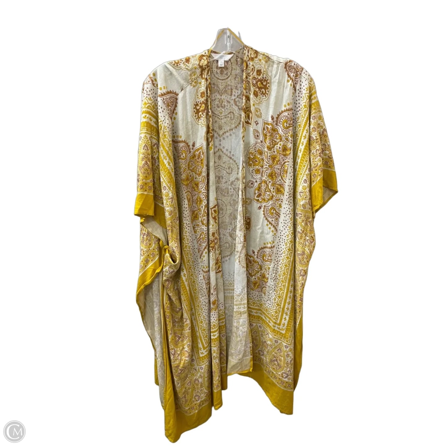 Kimono By Time And Tru In White & Yellow, Size: Xl