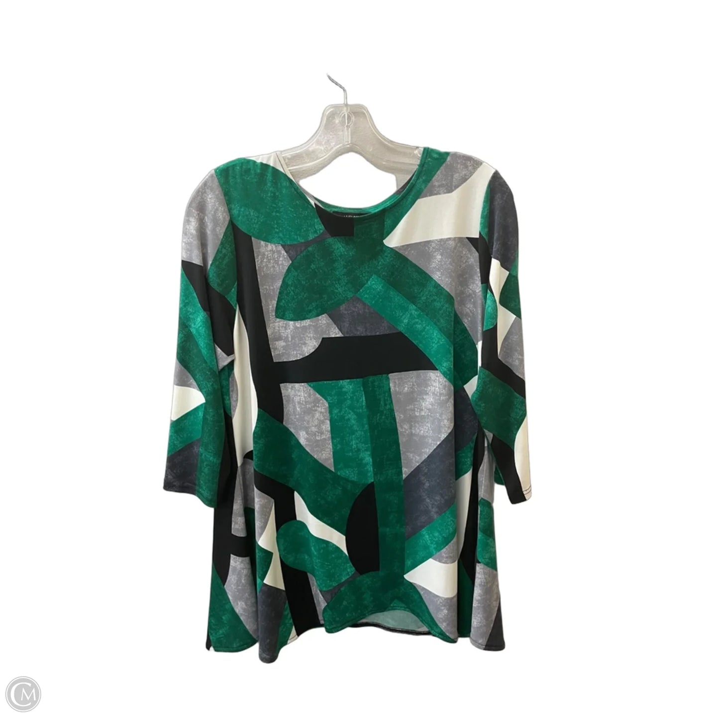 Top 3/4 Sleeve By Alfani In Green & Grey, Size: Lp