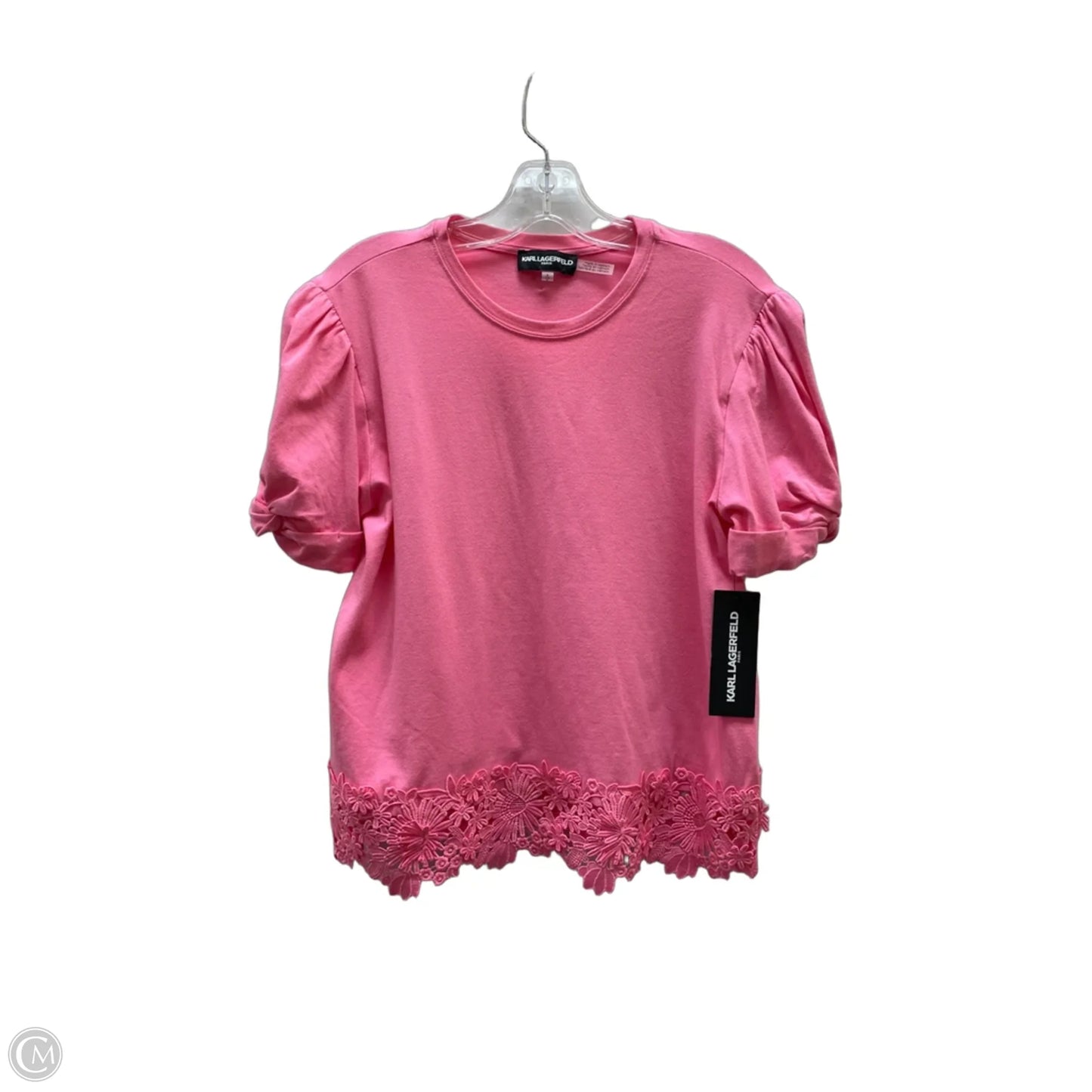 Top Short Sleeve Designer By Karl Lagerfeld In Pink, Size: S