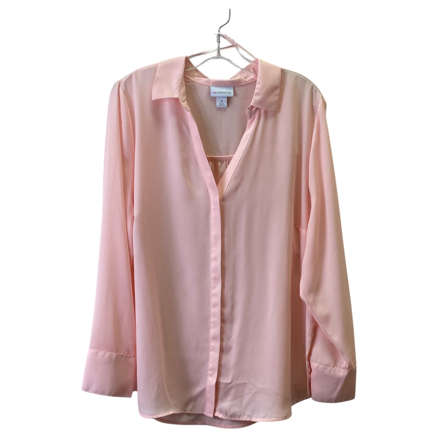 TOP LS by LIZ CLAIBORNE In PINK, Size: 1X