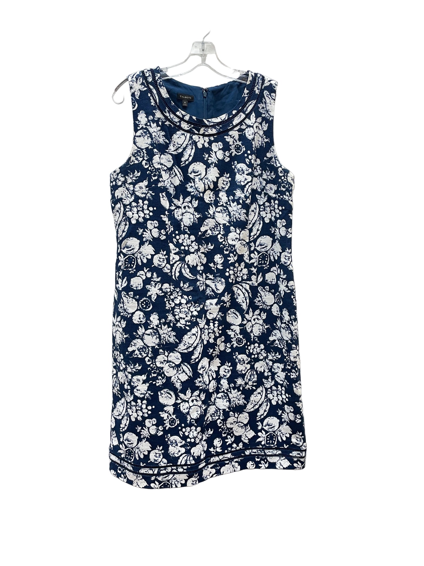 Dress Casual Midi By Talbots In Blue & White, Size:12