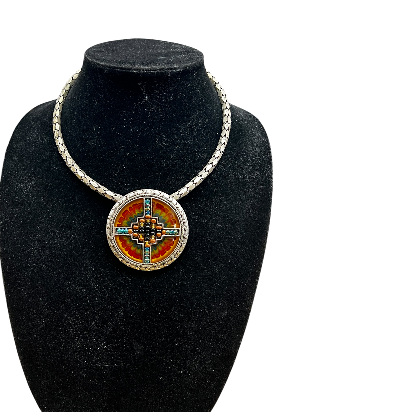 Necklace Choker & Collar By Chicos In Orange & Silver