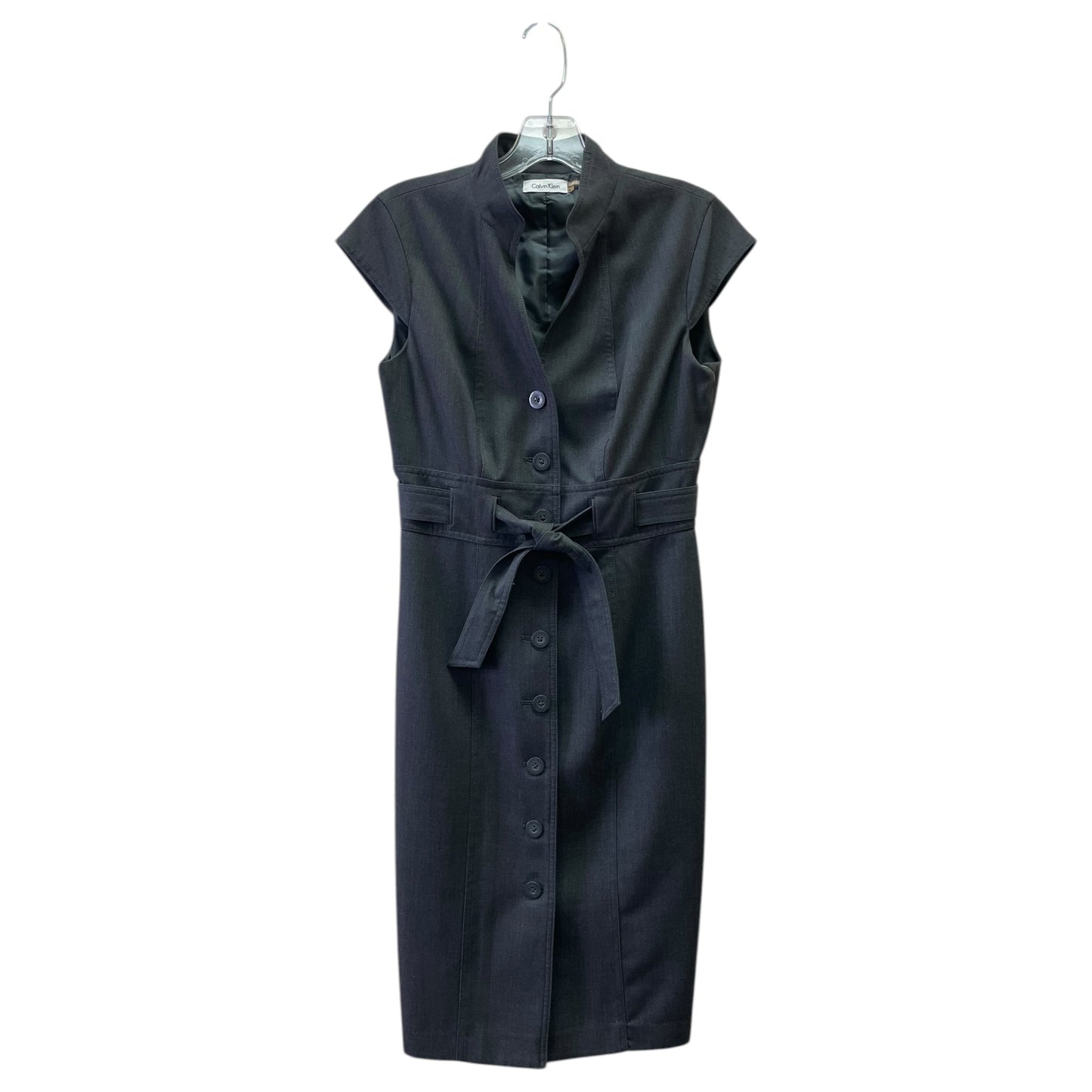 Dress Casual Midi By Calvin Klein In Grey, Size:4