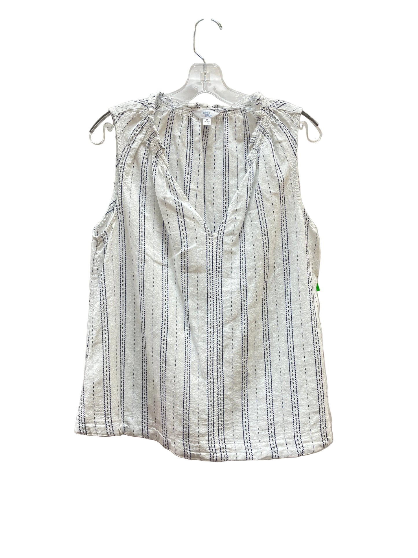 Top Sleeveless Basic By Time And Tru In Black & White, Size:M