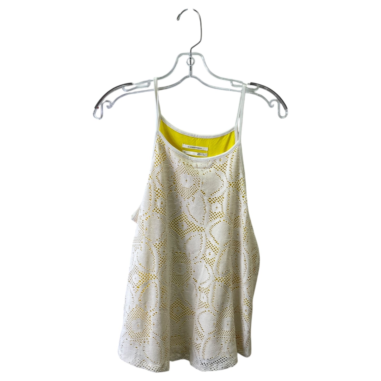 Top Sleeveless By Anthropologie In White & Yellow, Size:M