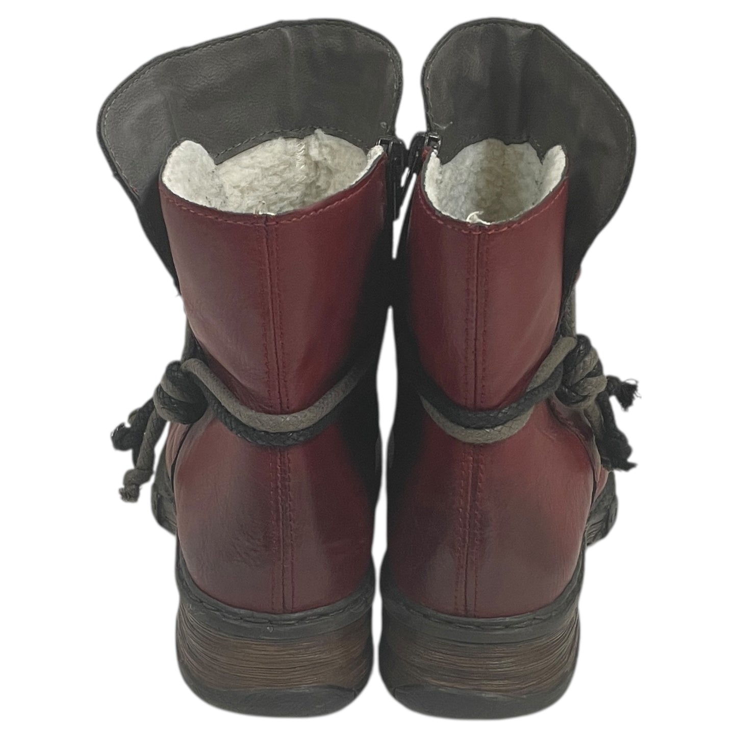Boots Ankle Flats By Riekers In Red, Size:7.5