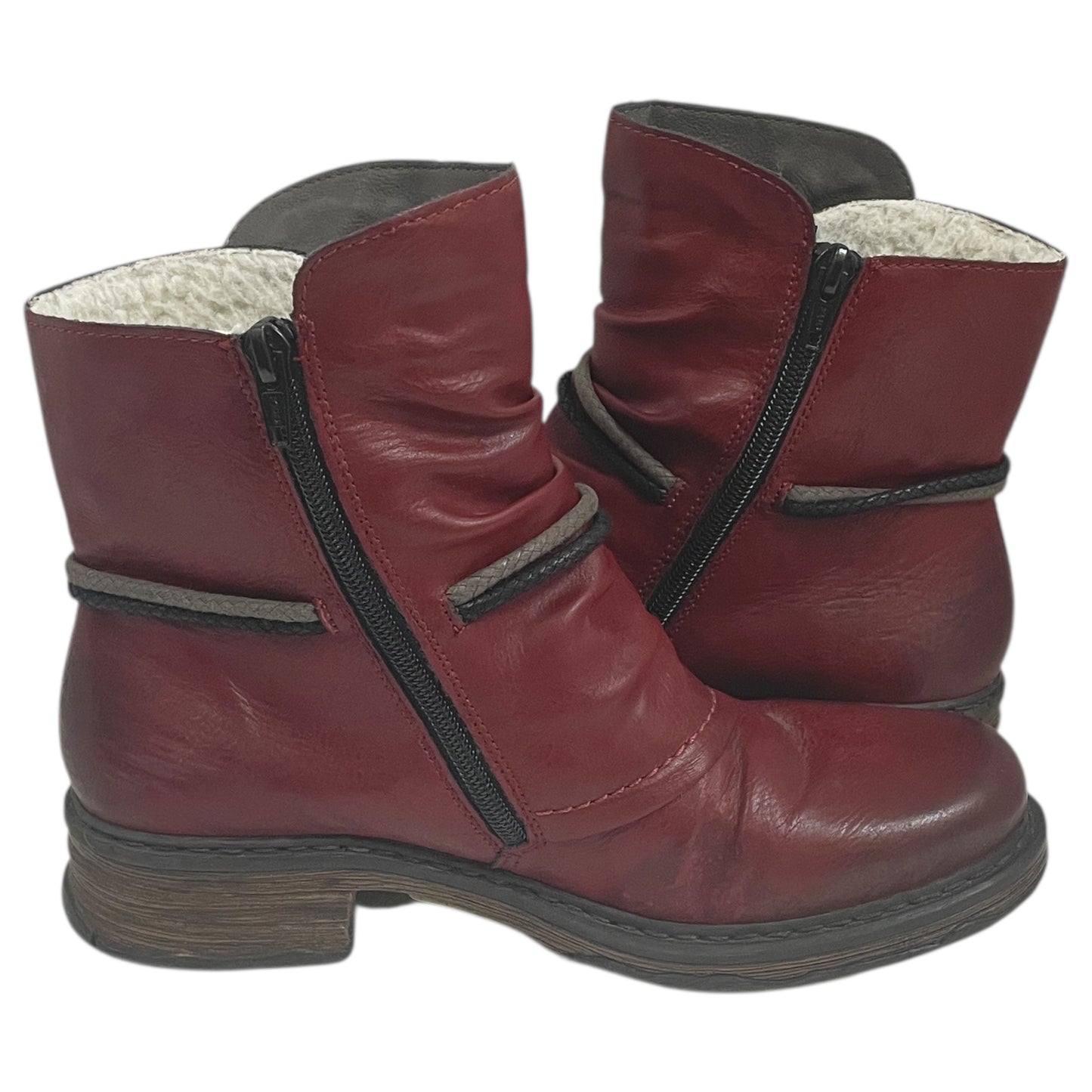 Boots Ankle Flats By Riekers In Red, Size:7.5