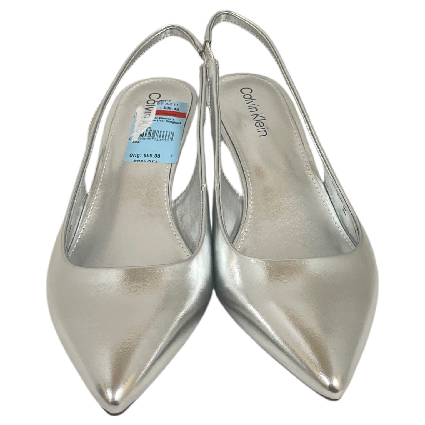 Shoes Heels Kitten By Calvin Klein In Silver, Size:8