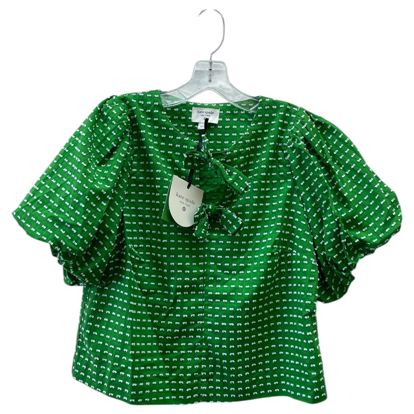 Top Ss Designer By Kate Spade In Green & White, Size:S