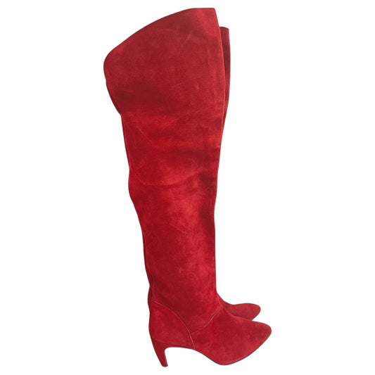 Boots Over-The-Knee Heels By In Red, Size:9.5
