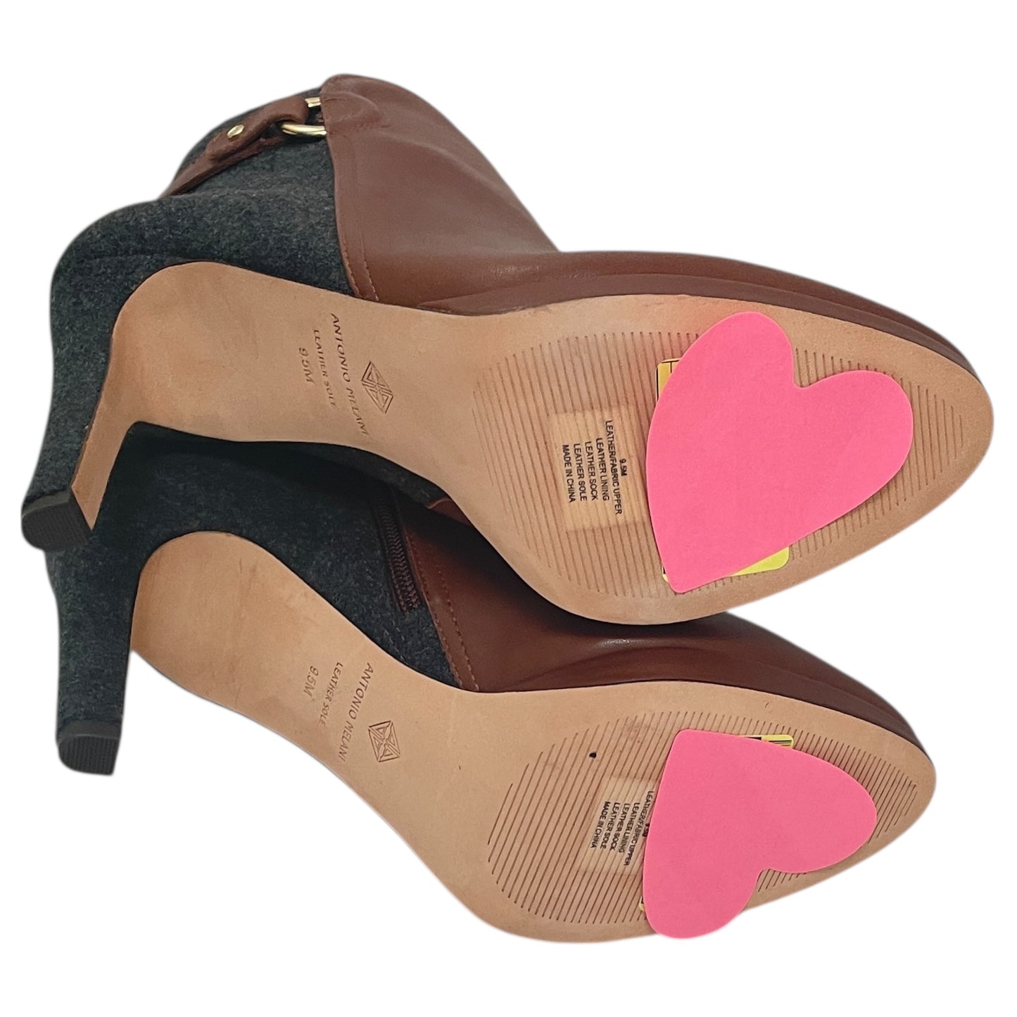 Boots Ankle Heels By Antonio Melani In Brown & Grey, Size:9.5