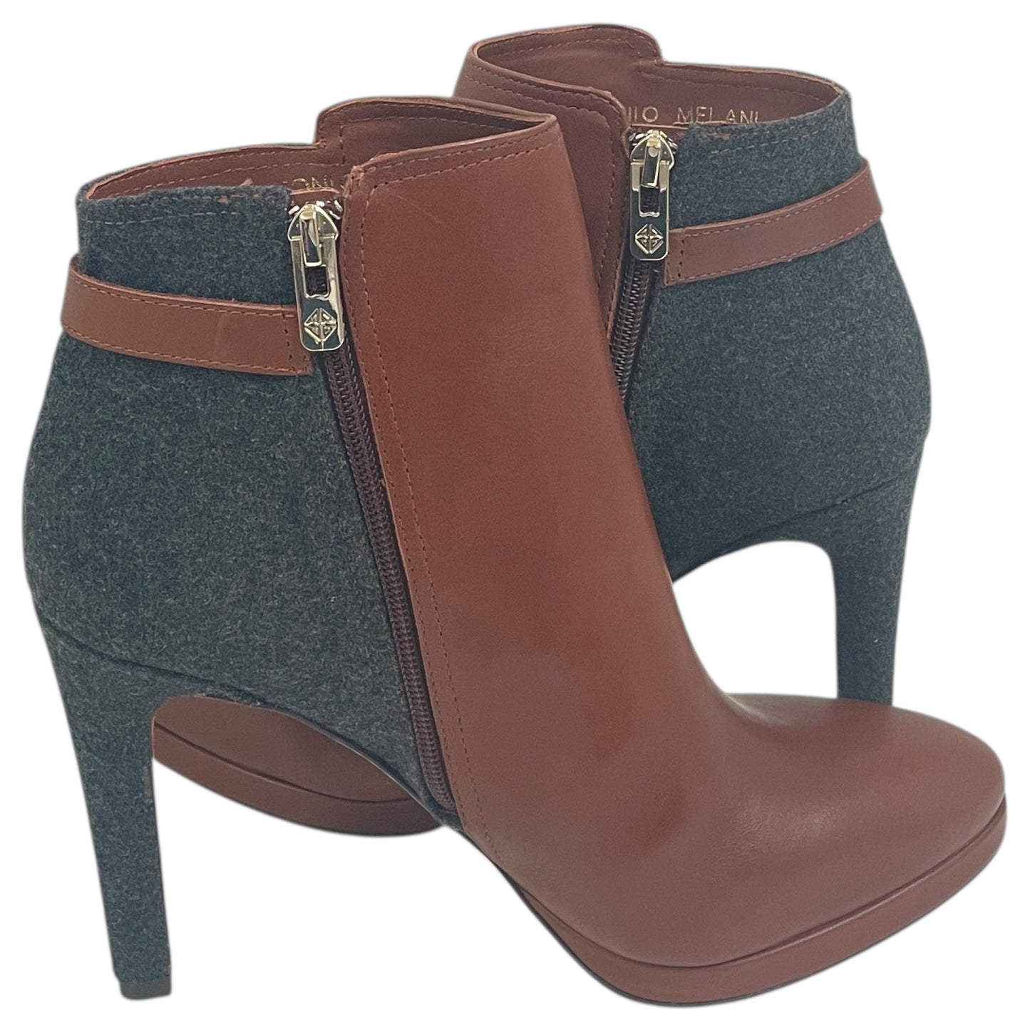 Boots Ankle Heels By Antonio Melani In Brown & Grey, Size:9.5