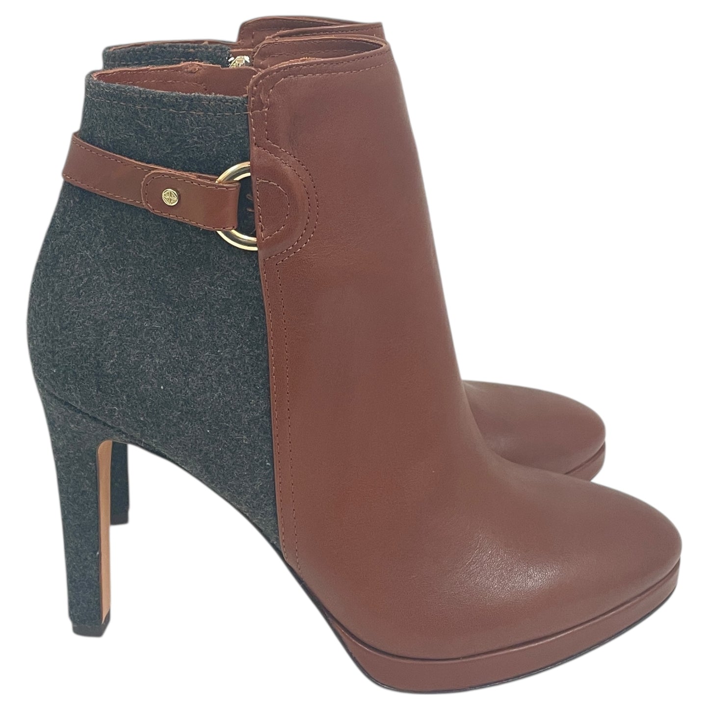 Boots Ankle Heels By Antonio Melani In Brown & Grey, Size:9.5
