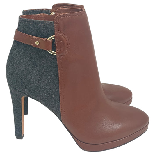 Boots Ankle Heels By Antonio Melani In Brown & Grey, Size:9.5