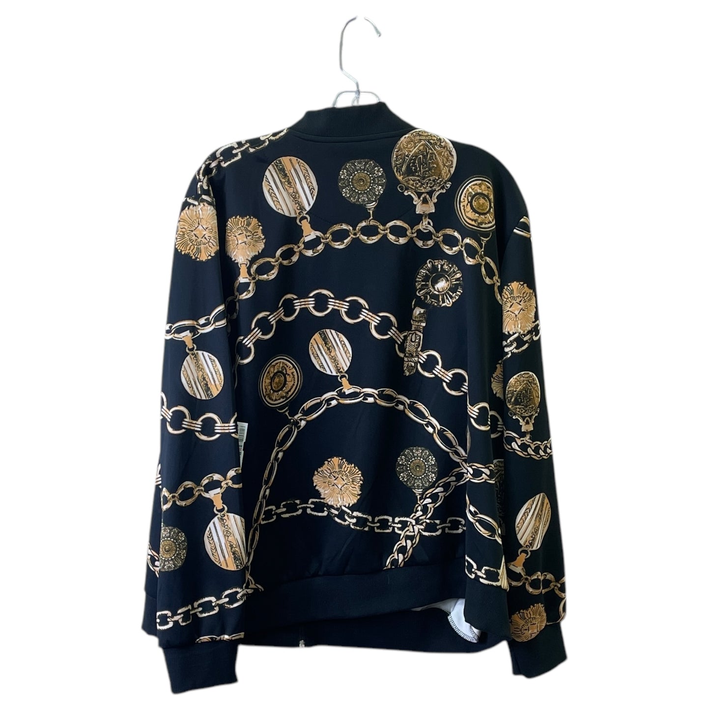 Athletic Jacket By Ashley Stewart In Black & Gold, Size:3X