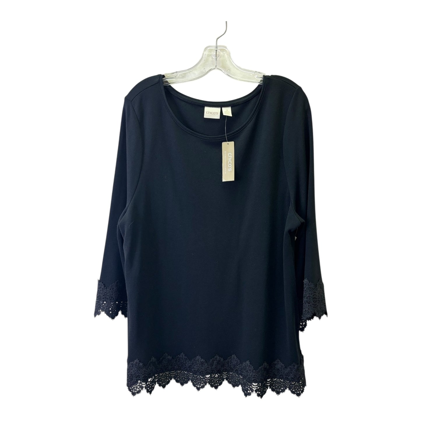 Top 3/4 Sleeve By Chicos In Black, Size:Xl
