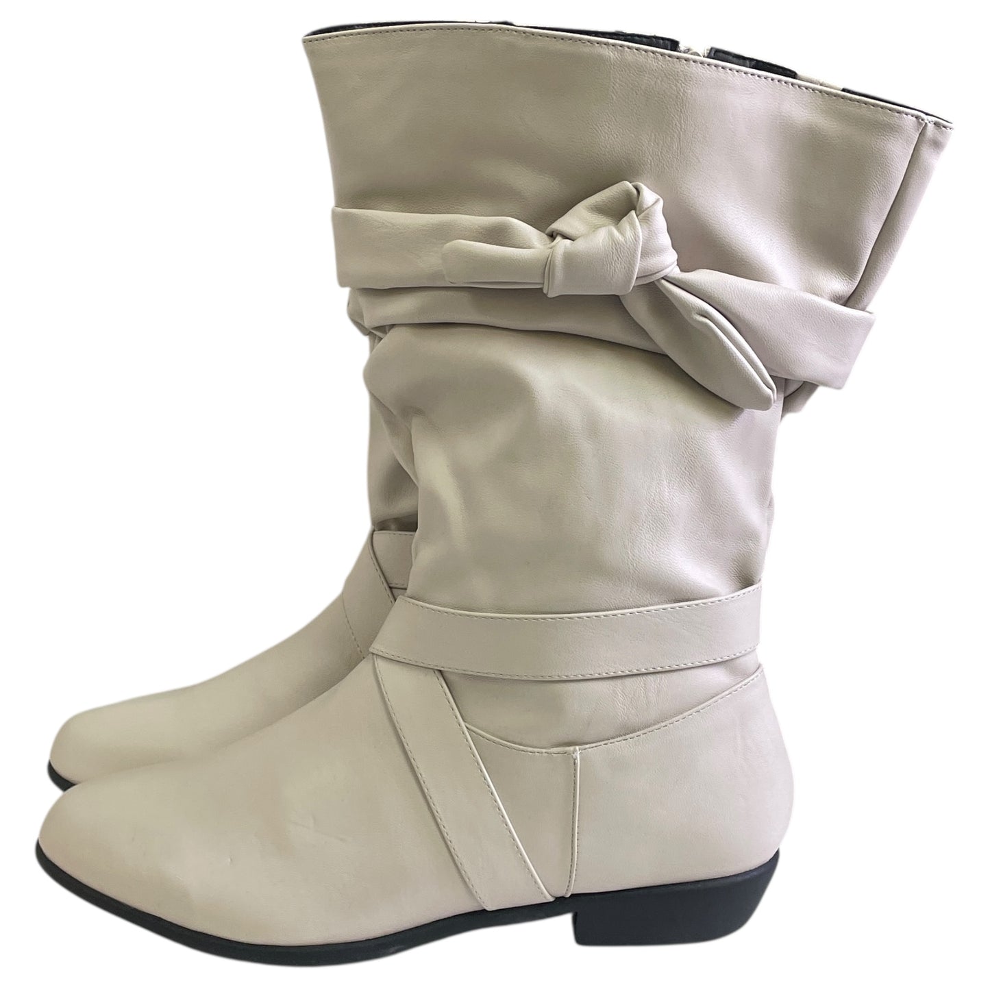 Boots Mid-Calf Flats By Comfortview In Cream, Size:12