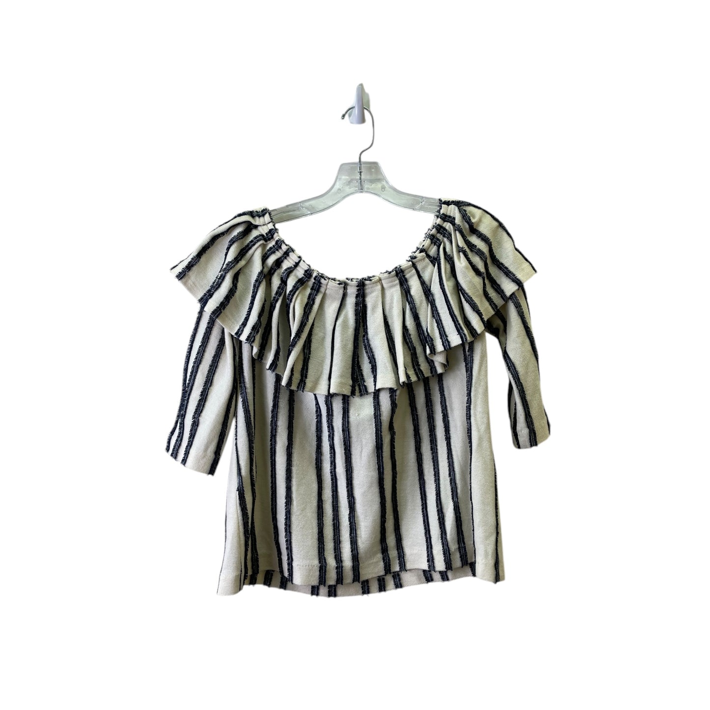 Top 3/4 Sleeve By Banana Republic In Black & Cream, Size:S