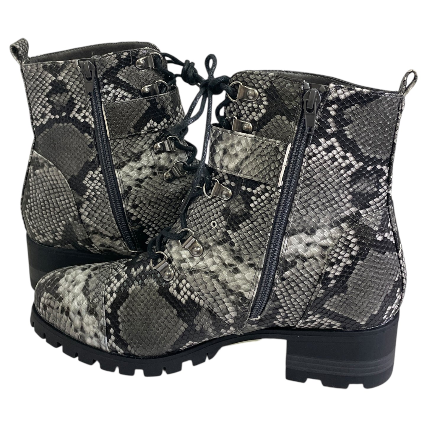 Boots Combat By Just Fab In Animal Print, Size:8.5