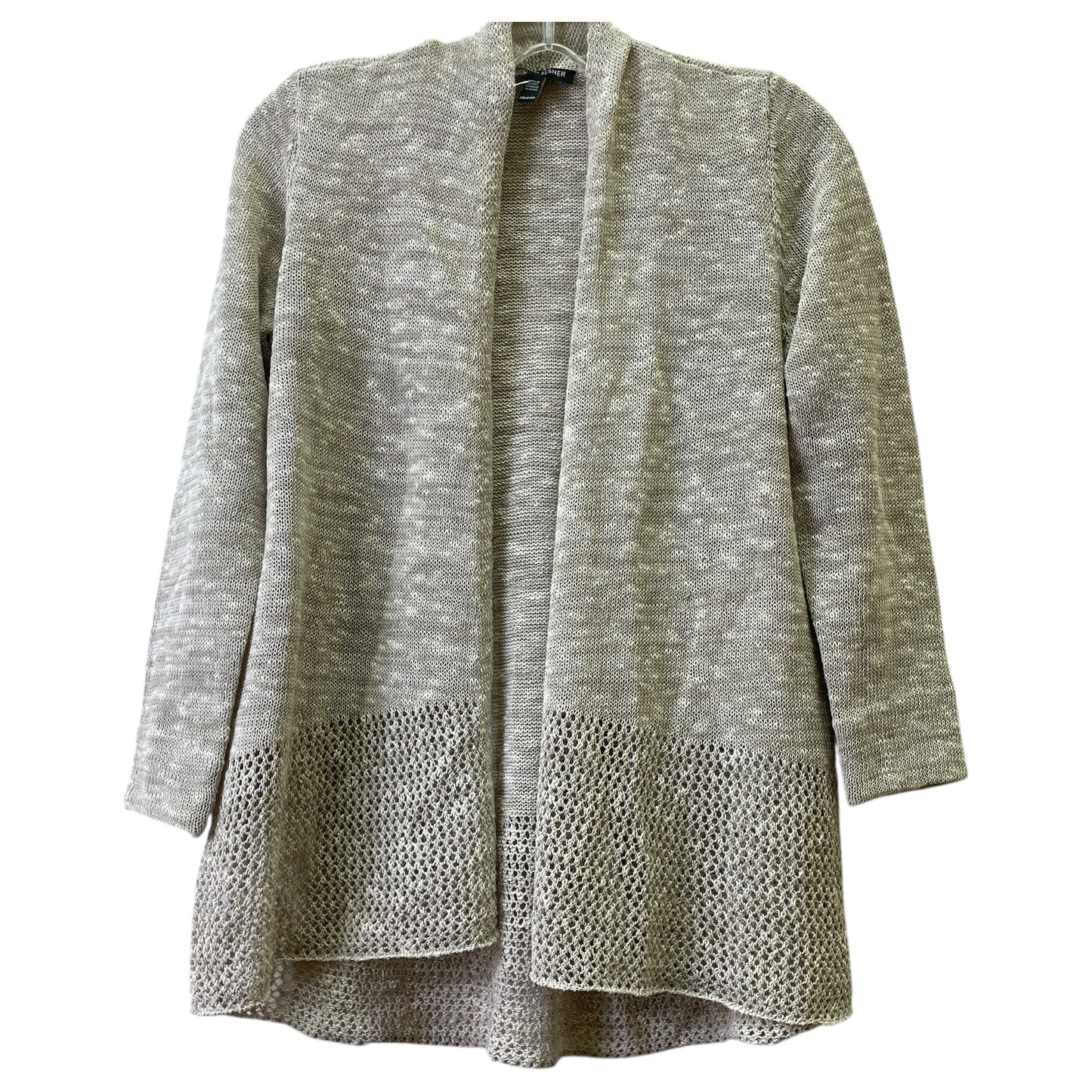 Sweater Cardigan By Eileen Fisher In Taupe, Size:Xsp