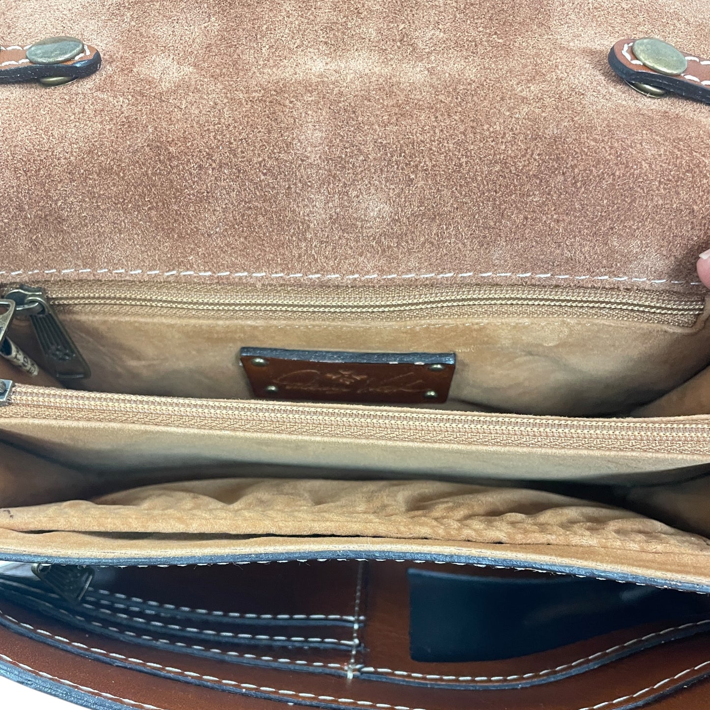 Crossbody Designer By Patricia Nash In Tan, Size:Small