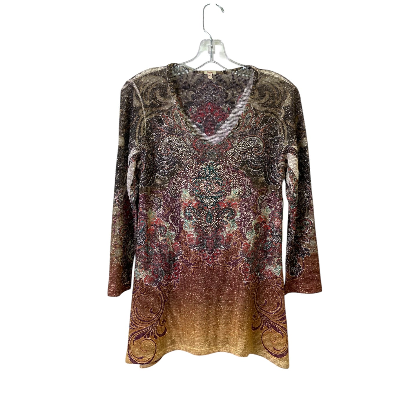 Sweater By Reba In Brown & Gold, Size:S