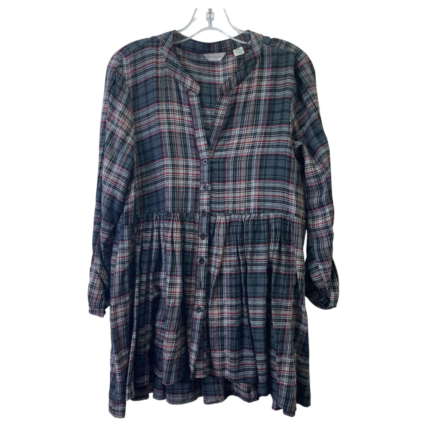 Top Ls By 11•1•TYLHO In Plaid Pattern, Size:L