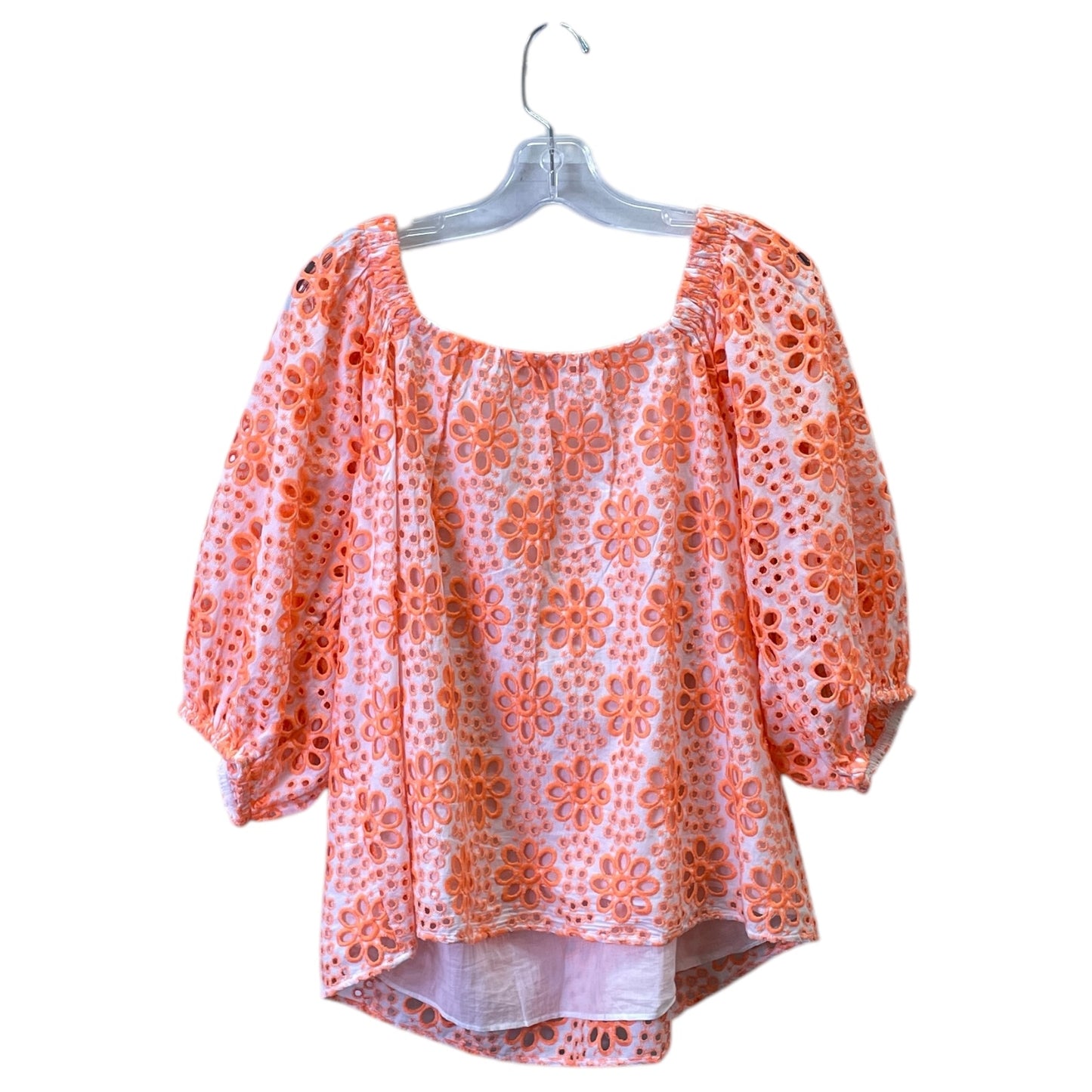Top Ss Designer By Lilly Pulitzer In Orange & White, Size:Xl