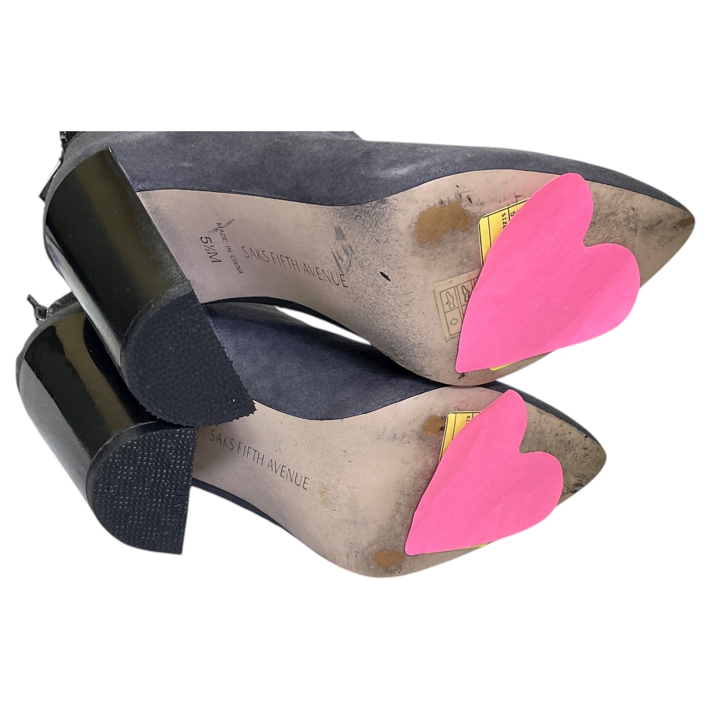 Boots Ankle Heels By Saks Fifth Avenue In Grey, Size:5.5