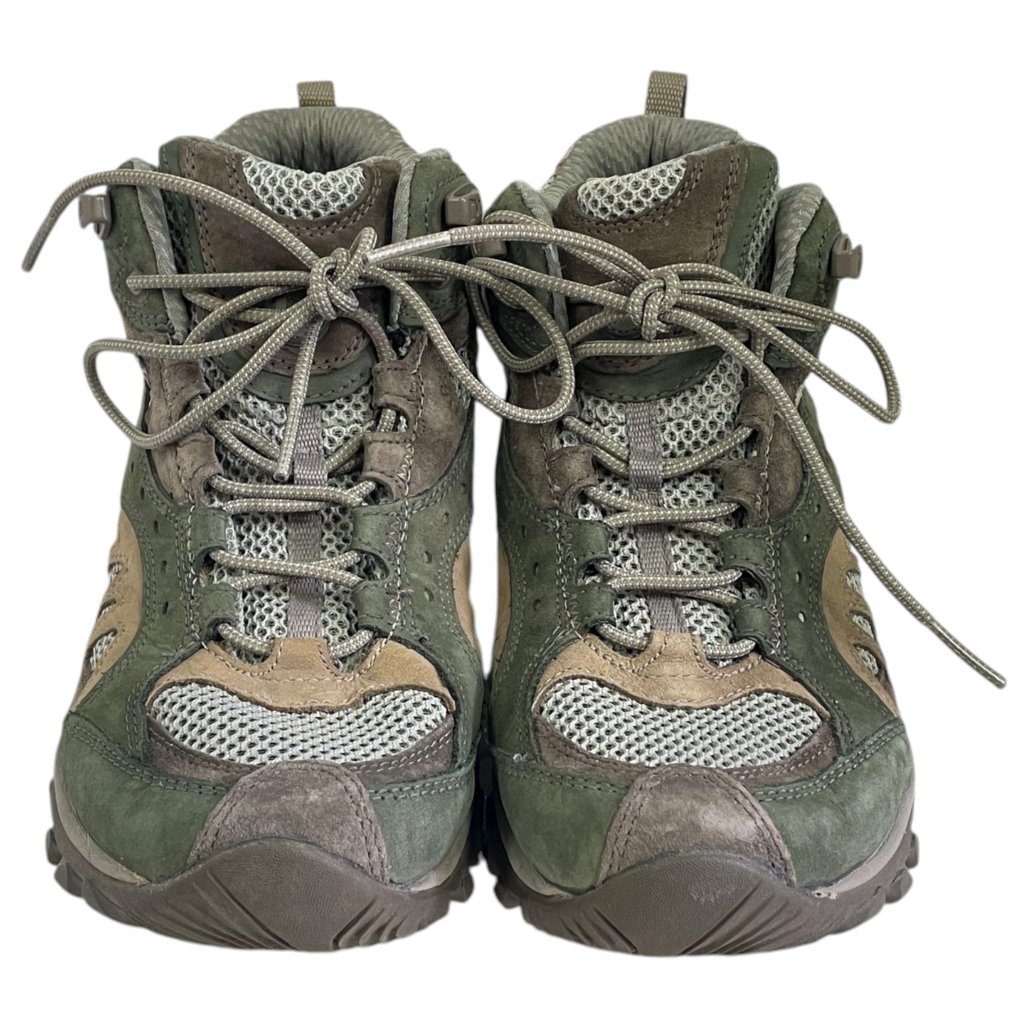 Boots Hiking By Merrell In Green & Tan, Size:7