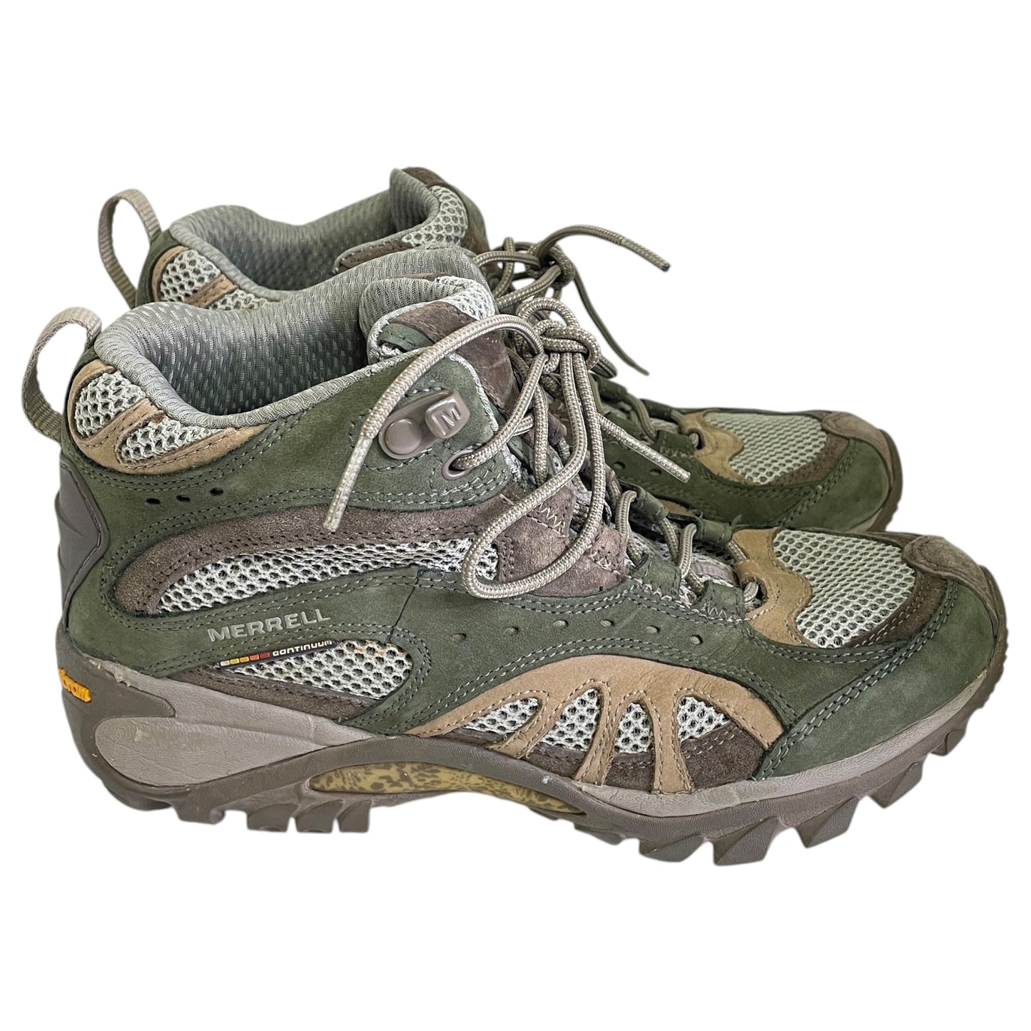 Boots Hiking By Merrell In Green & Tan, Size:7