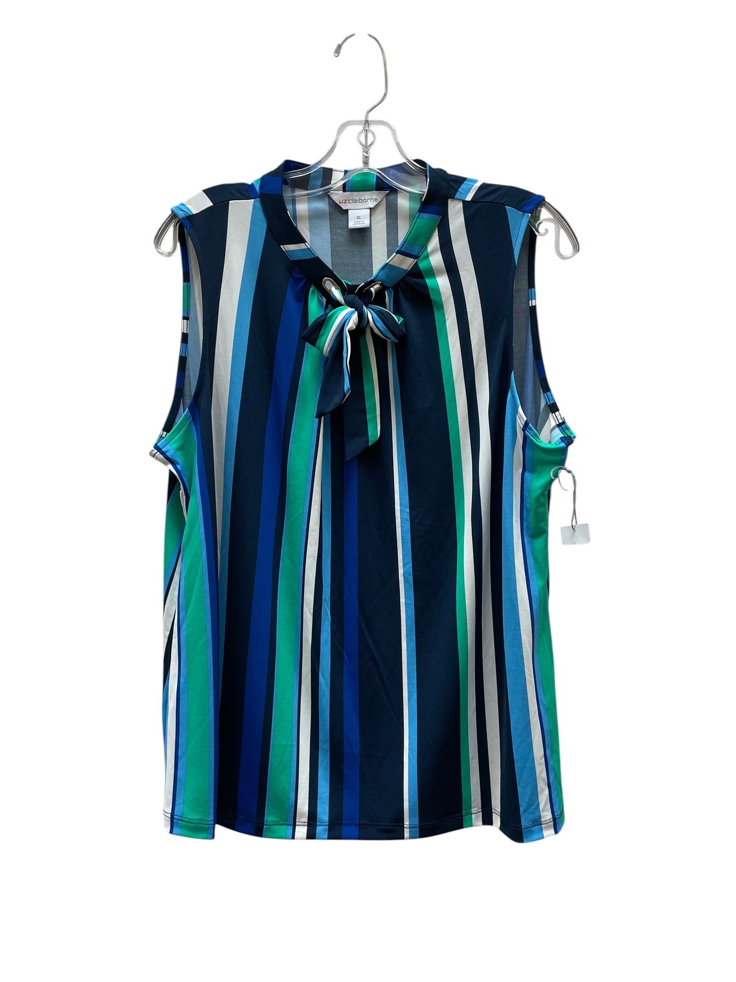 Top Sleeveless By Liz Claiborne In Blue & Green, Size:Xl