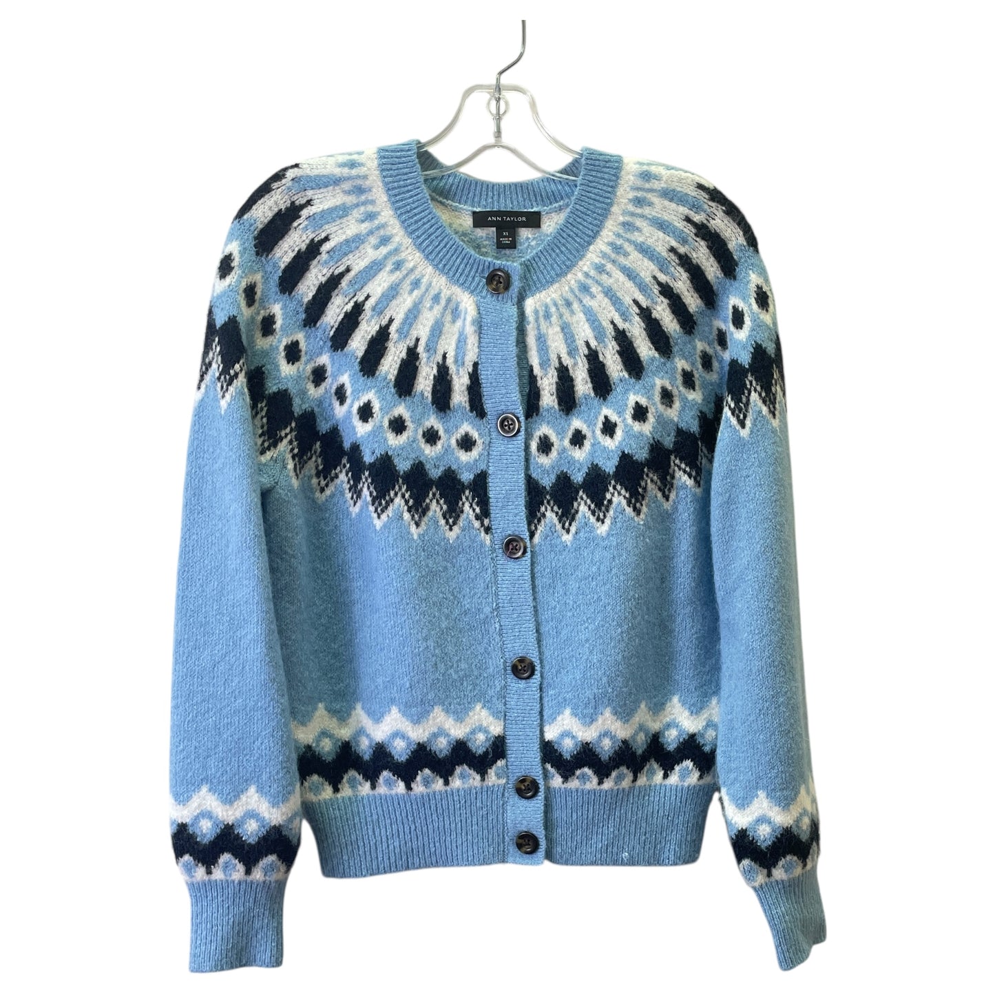Sweater Cardigan By Ann Taylor In Blue, Size:Xs