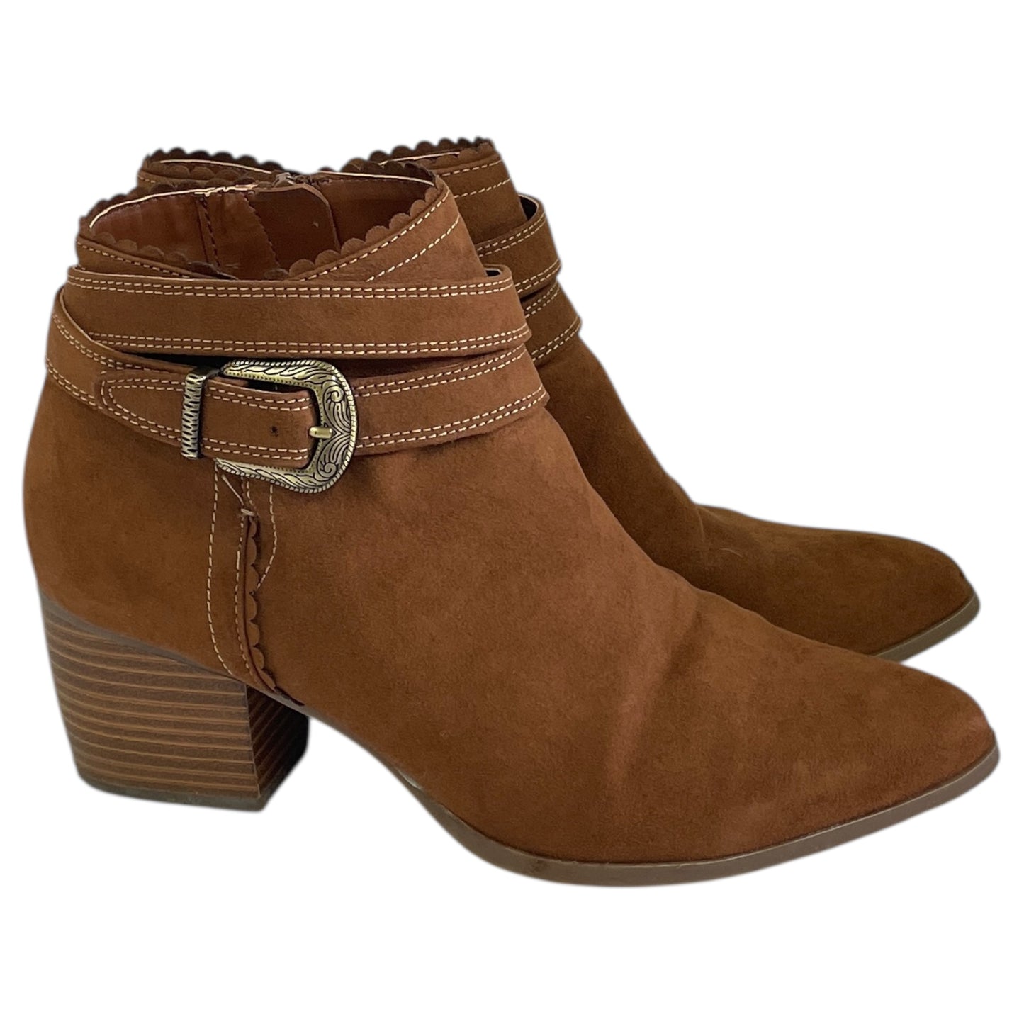 Boots Ankle Heels By St Johns Bay In Brown, Size:7
