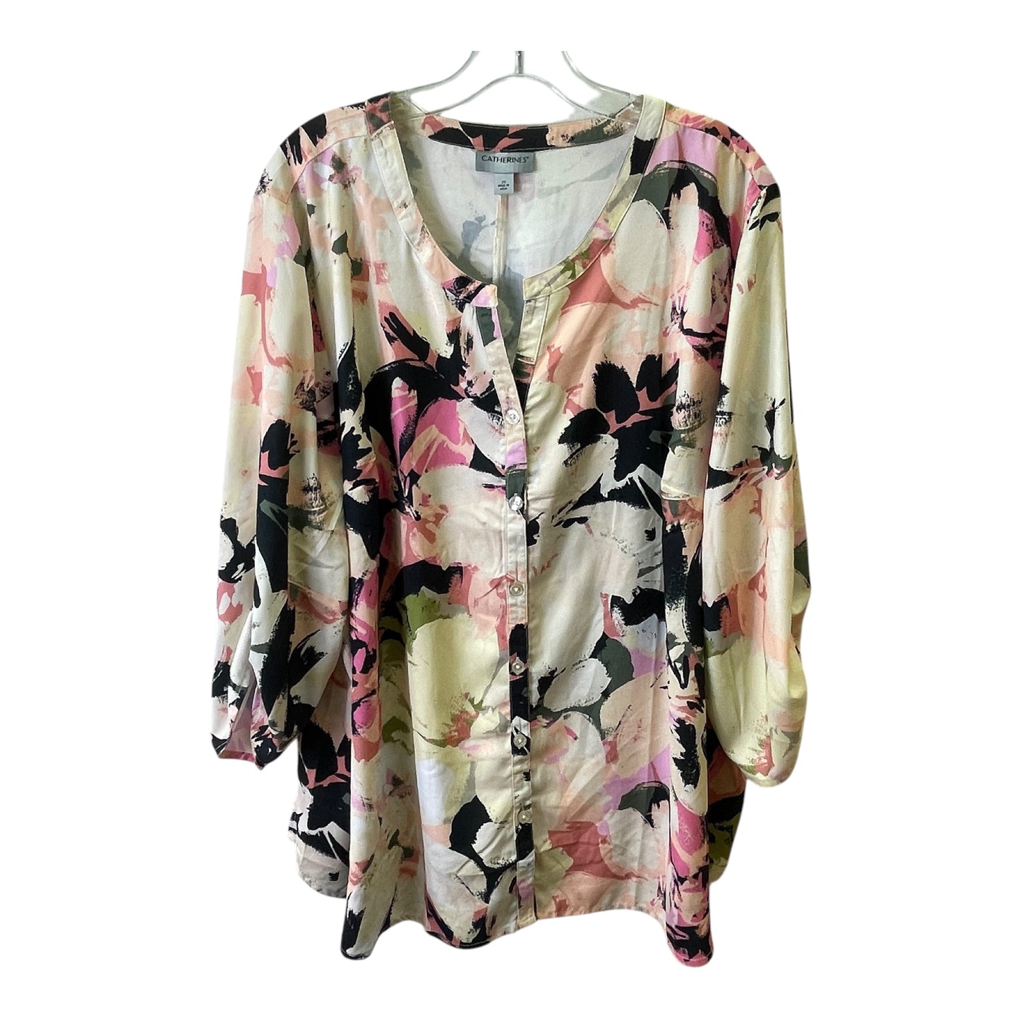 Top 3/4 Sleeve By Catherines In Peach, Size:2X