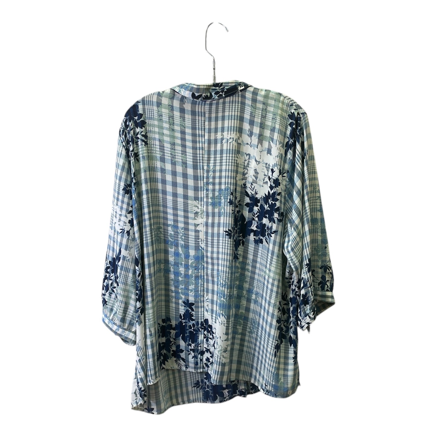 Top 3/4 Sleeve By Catherines In Blue & White, Size:2X