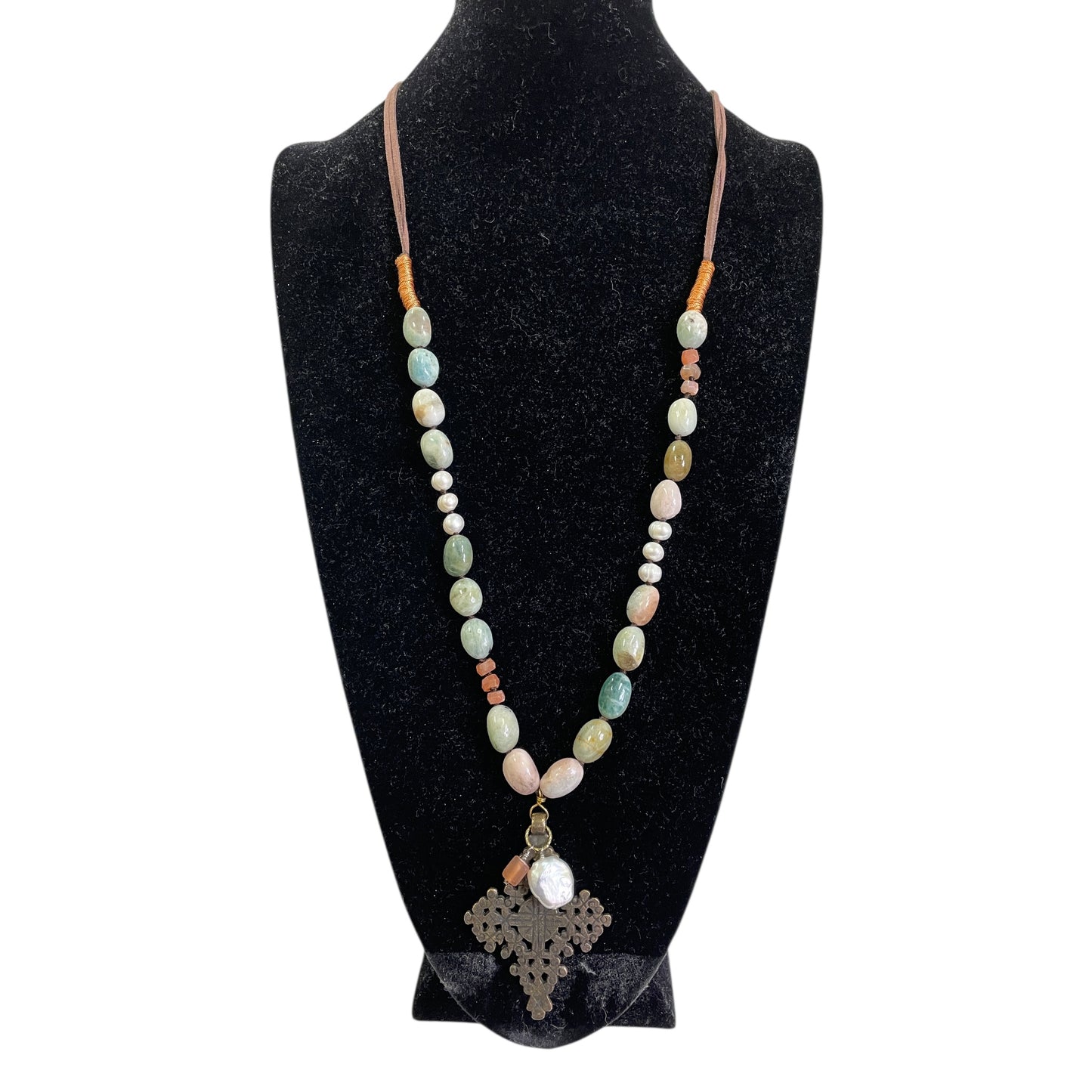 Necklace Pendant By Soft Surroundings In Brown & Green