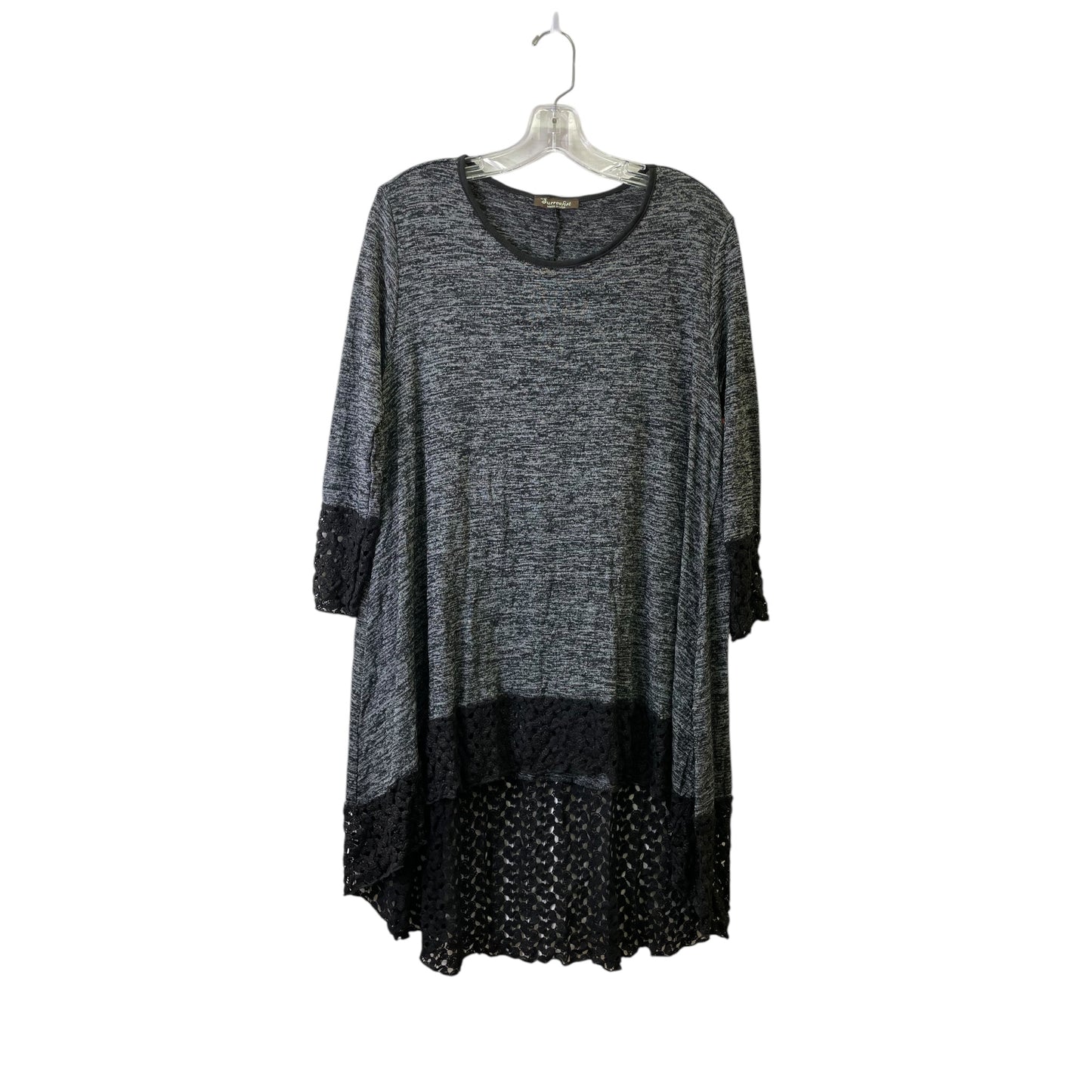 TUNIC 3/4 SLEEVE by Surrealist In BLACK & GREY, Size: XL