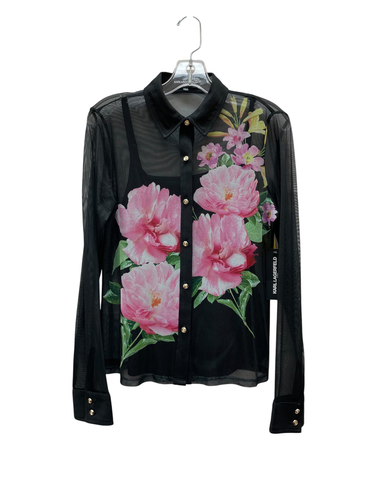 Top Ls Designer By Karl Lagerfeld In Black & Pink, Size:Sp