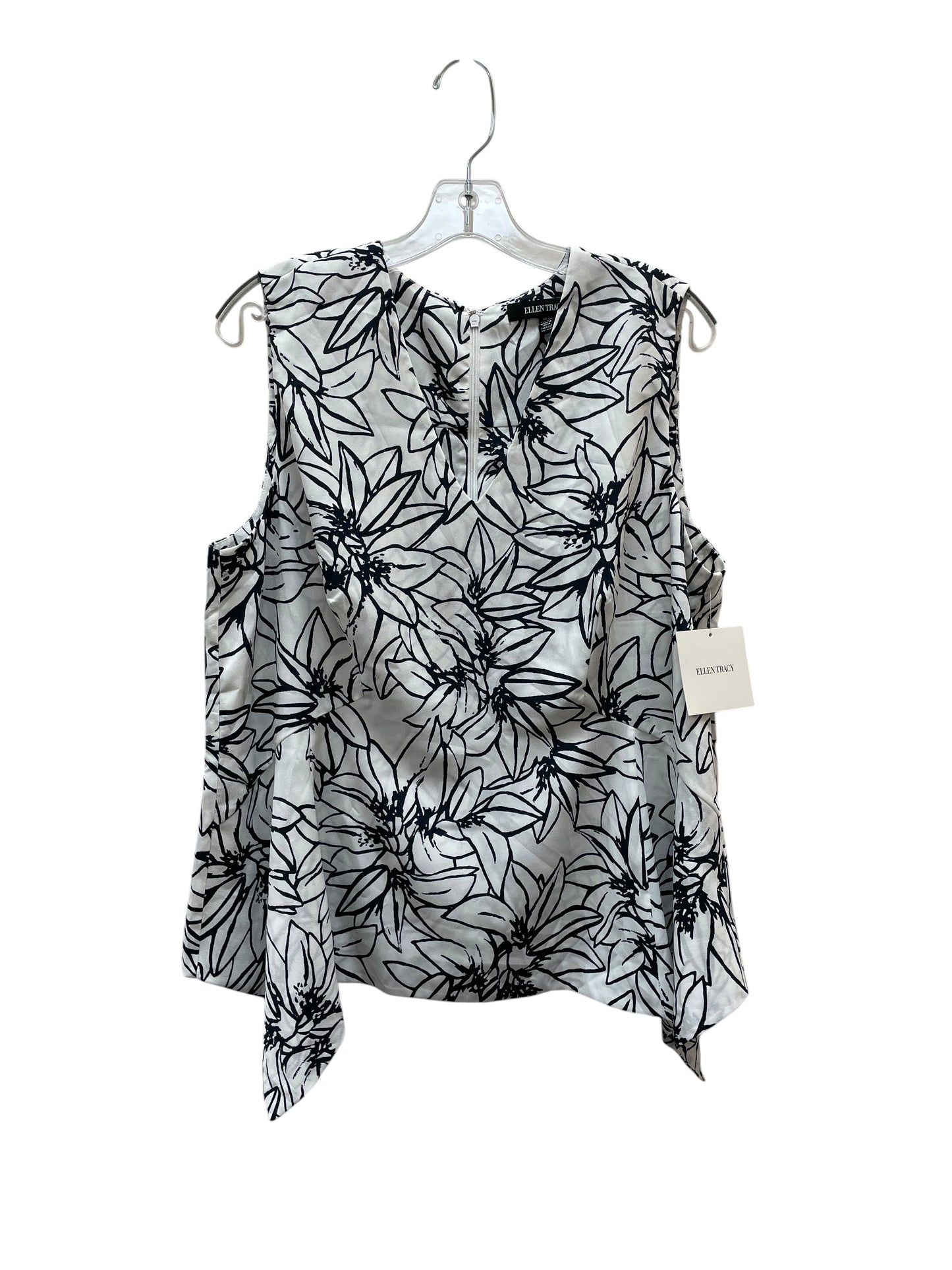Top Sleeveless Basic By Ellen Tracy In Black & White, Size:Xl