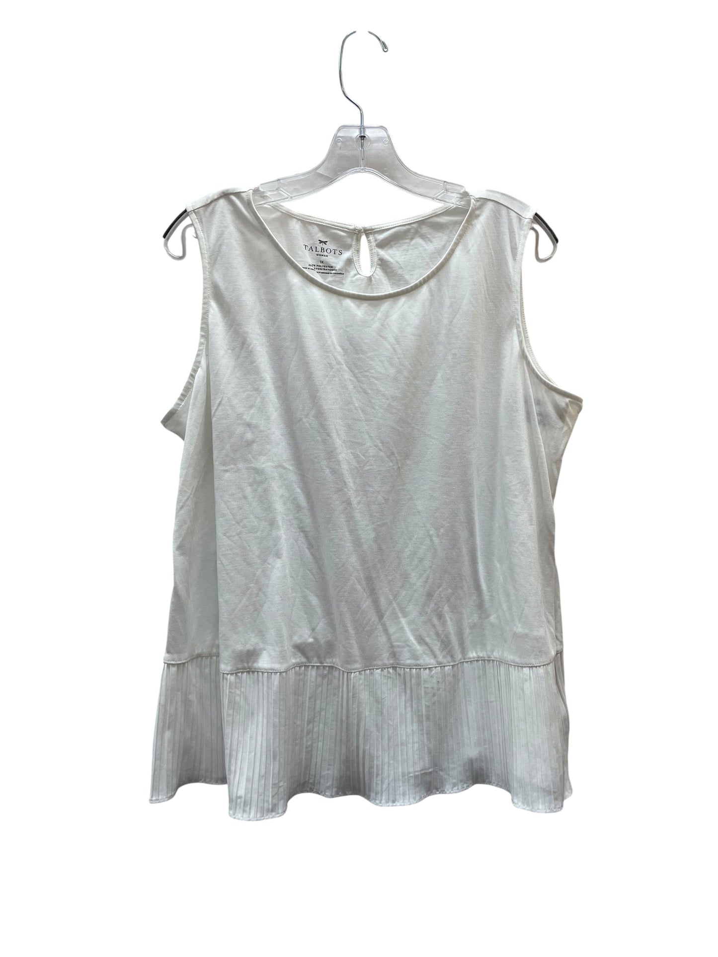 Top Sleeveless Basic By Talbots In White, Size:1X