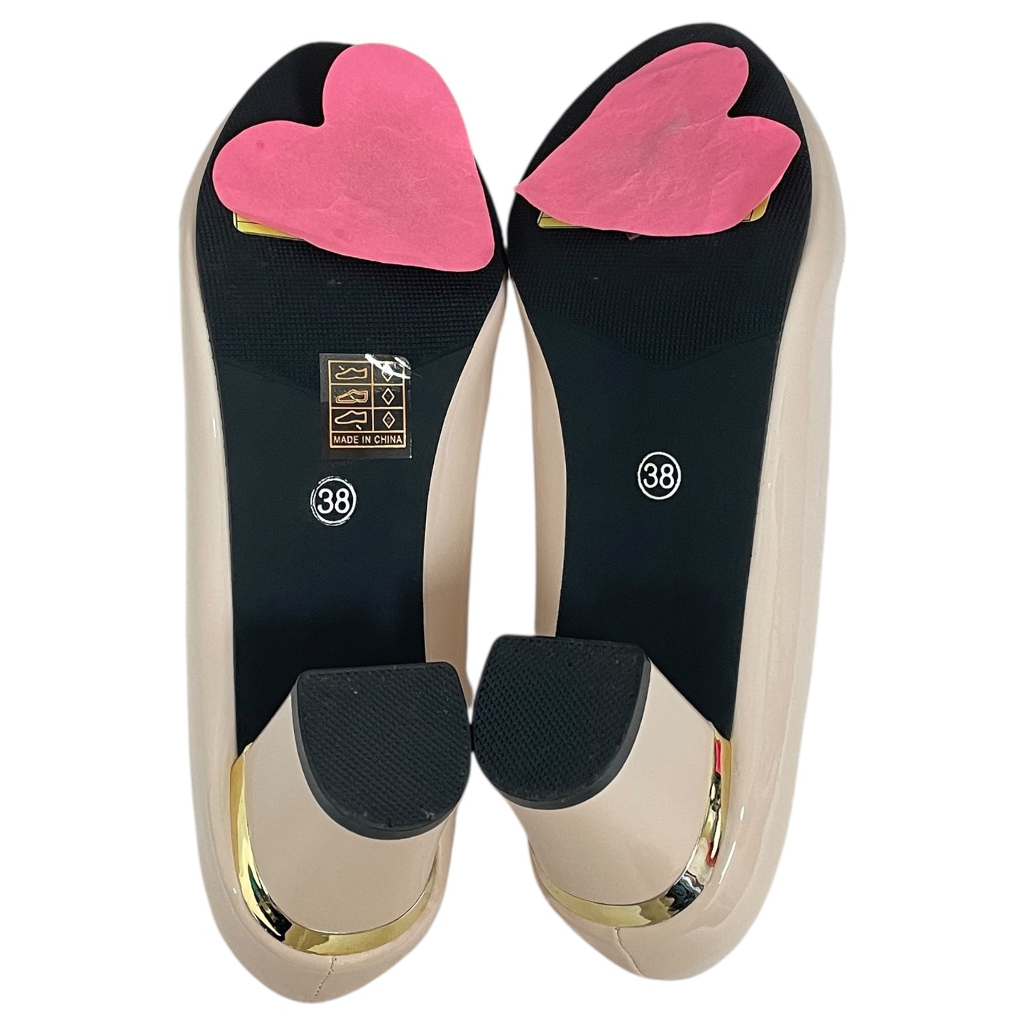 Shoes Heels Block By Cme In Beige, Size:7.5
