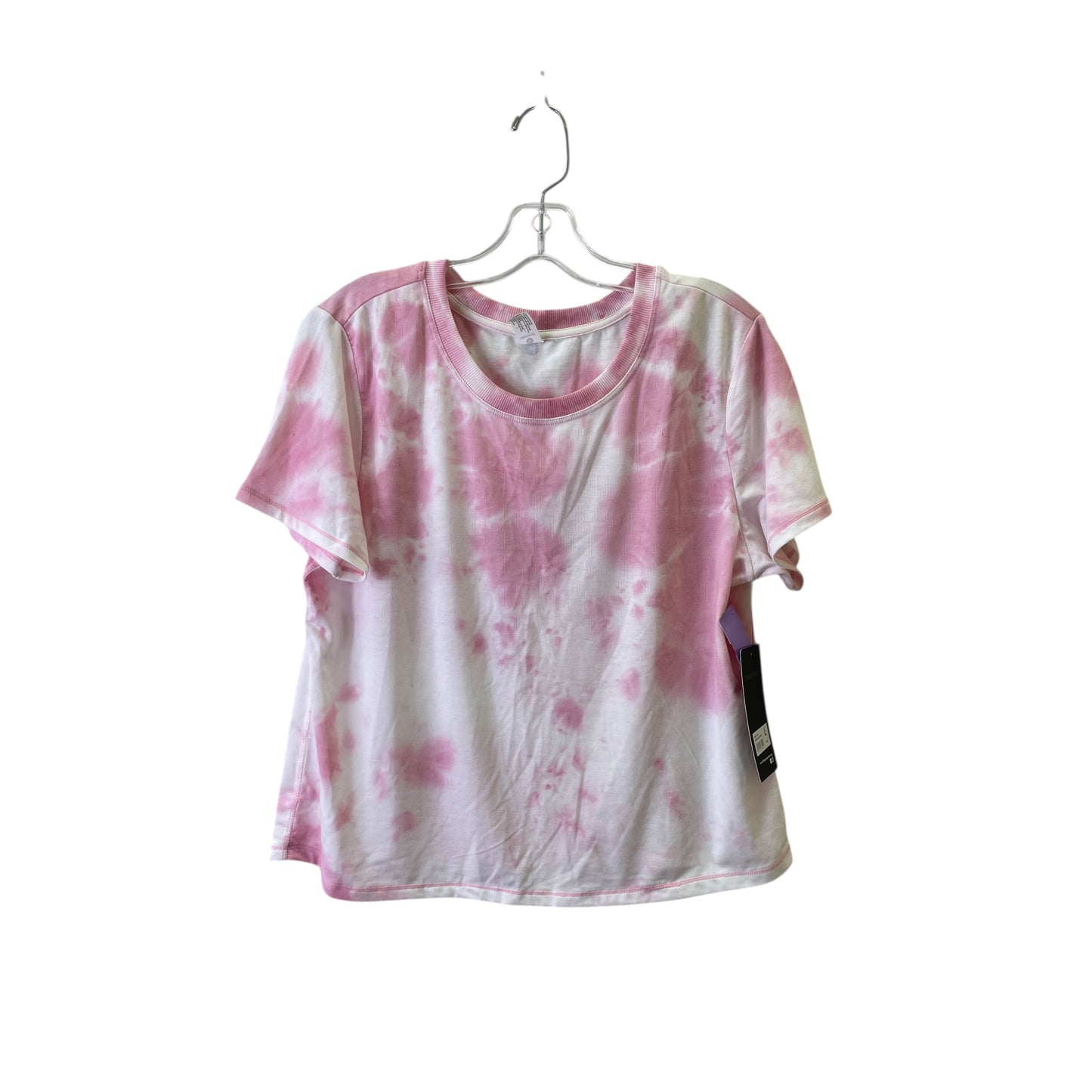 Athletic Top Ss By 90 Degrees By Reflex In Pink & White, Size:L