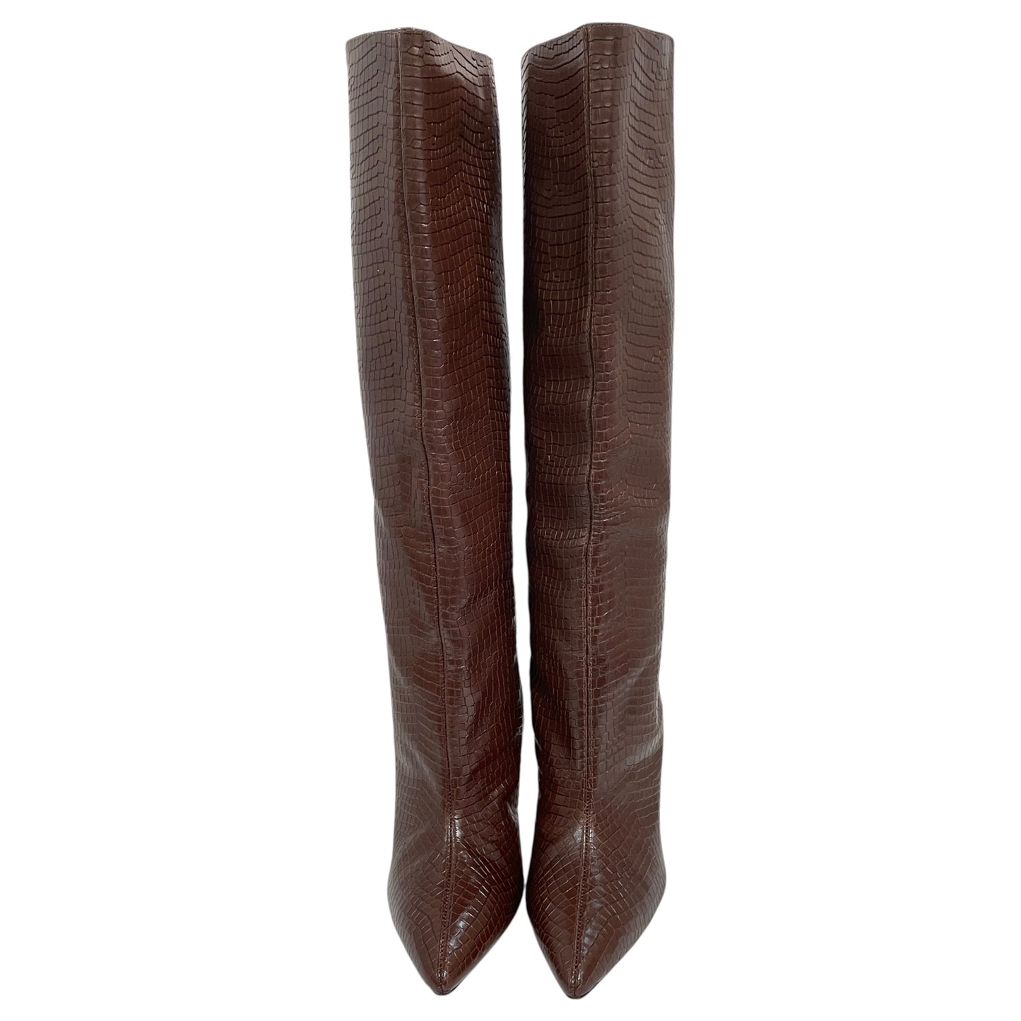 Boots Designer By Stuart Weitzman In Brown, Size:9.5