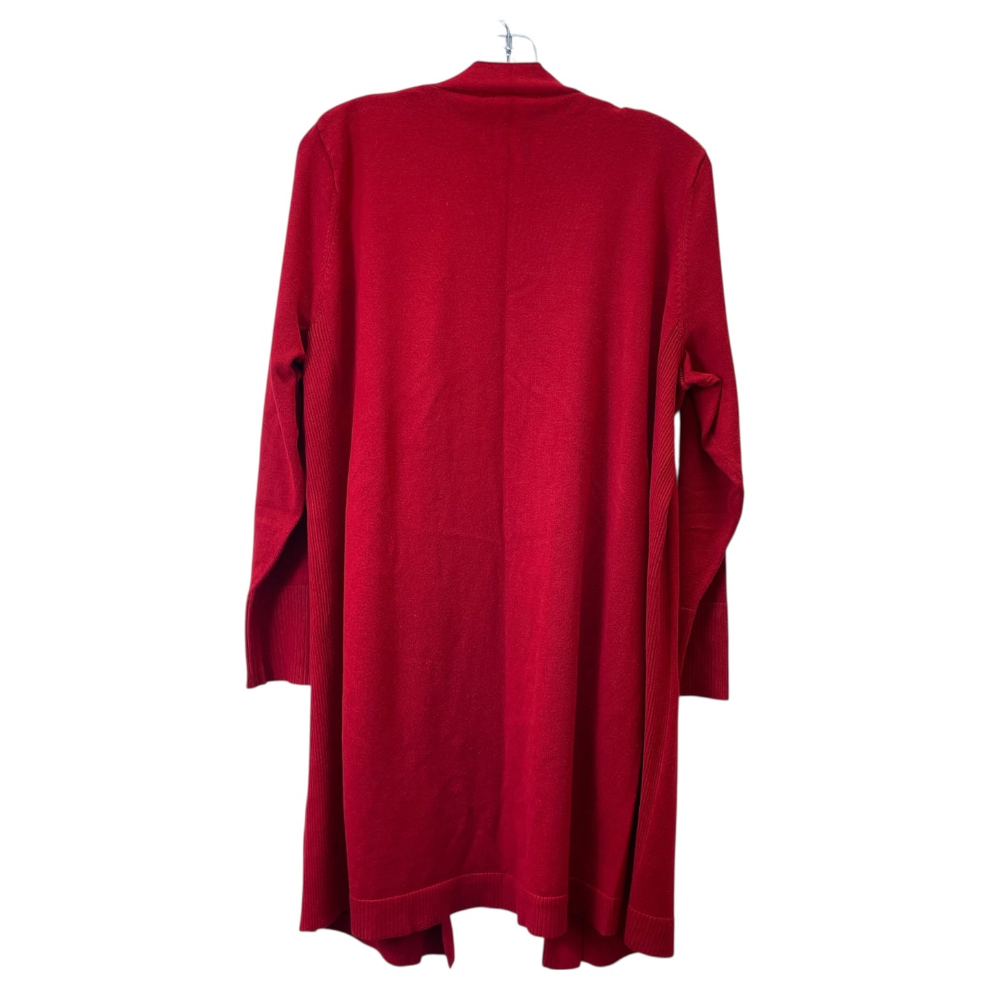 Sweater Cardigan By LINDA MATTHEWS In Red, Size:2X