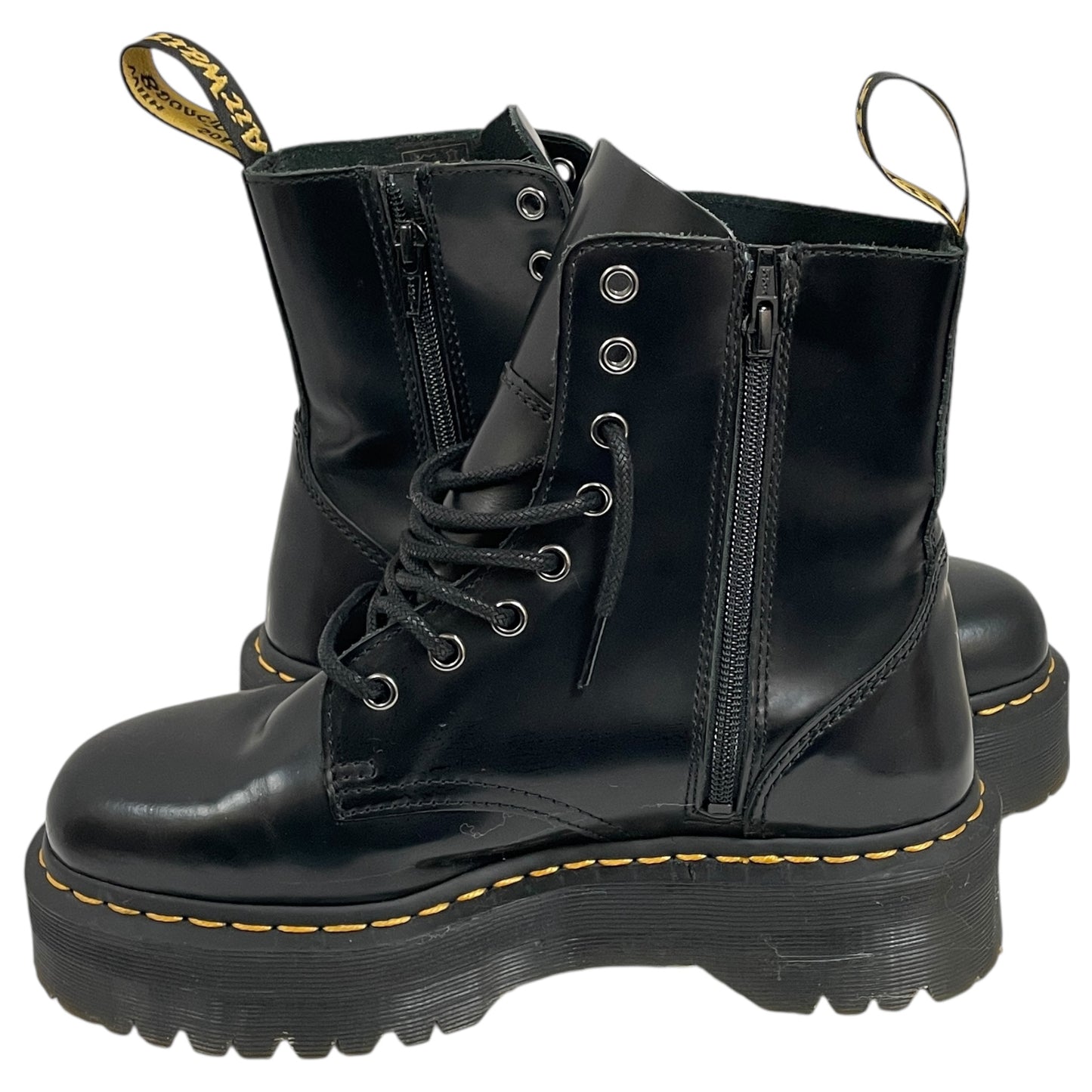 Boots Combat By Dr Martens In Black & Yellow, Size:8